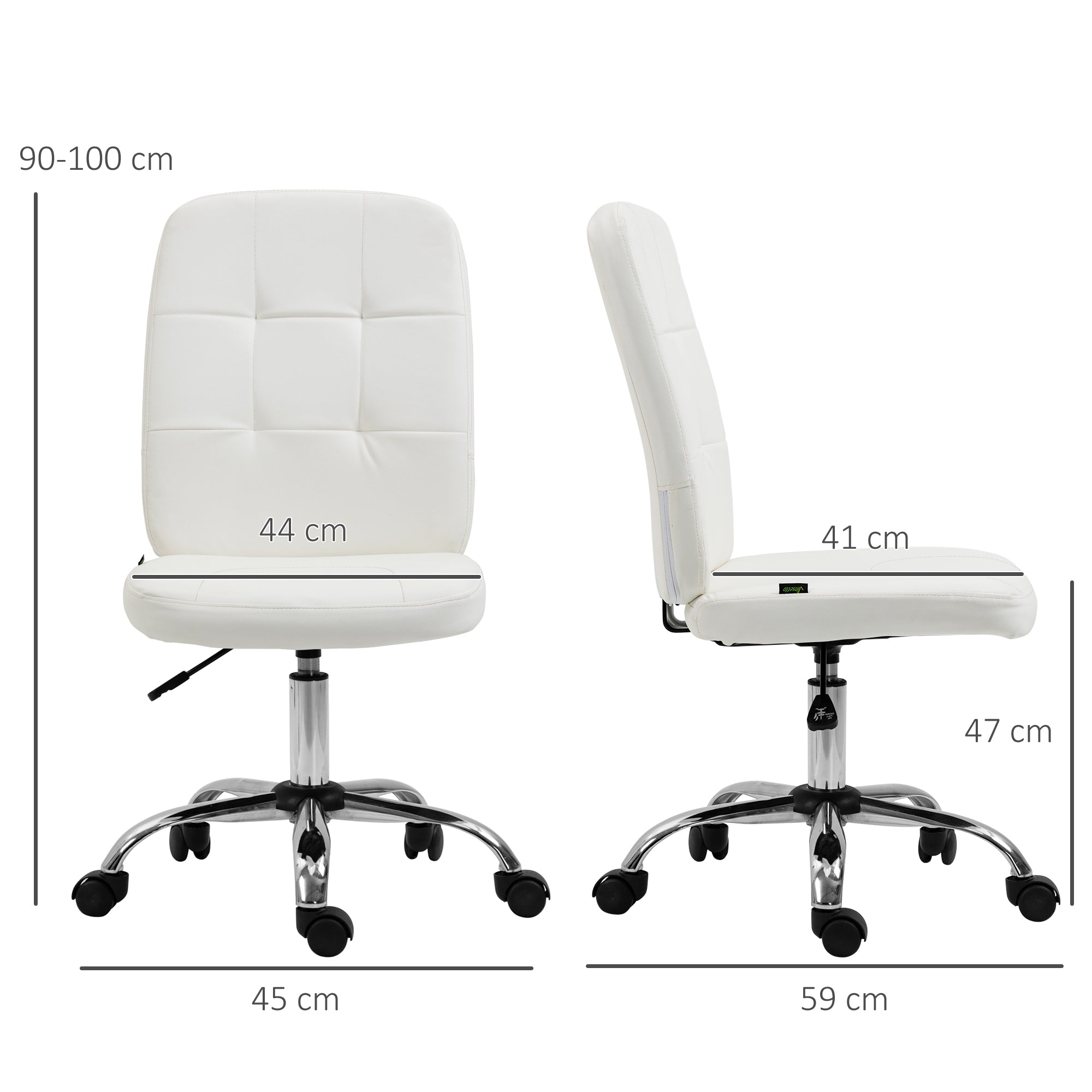 Armless Faux Leather Office Chair - White