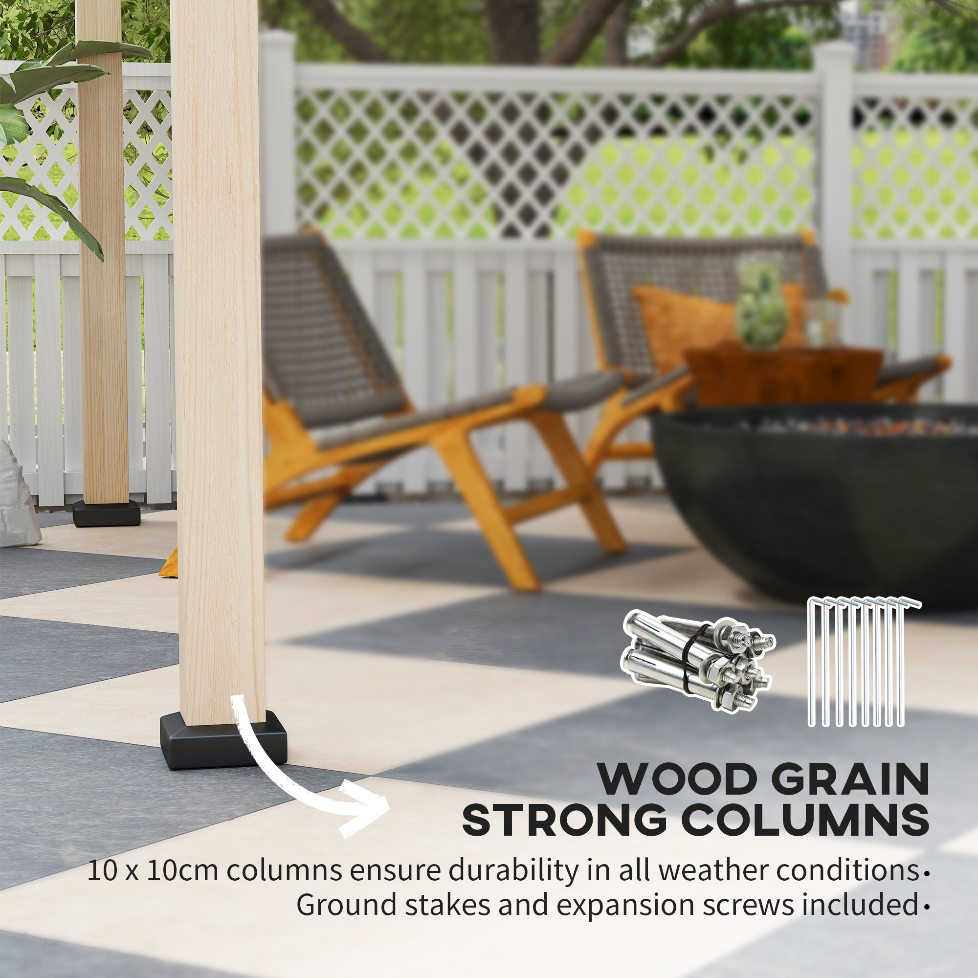 3 x 3 Metre Metal Gazebo with Galvanised Roof - Black Wood Effect