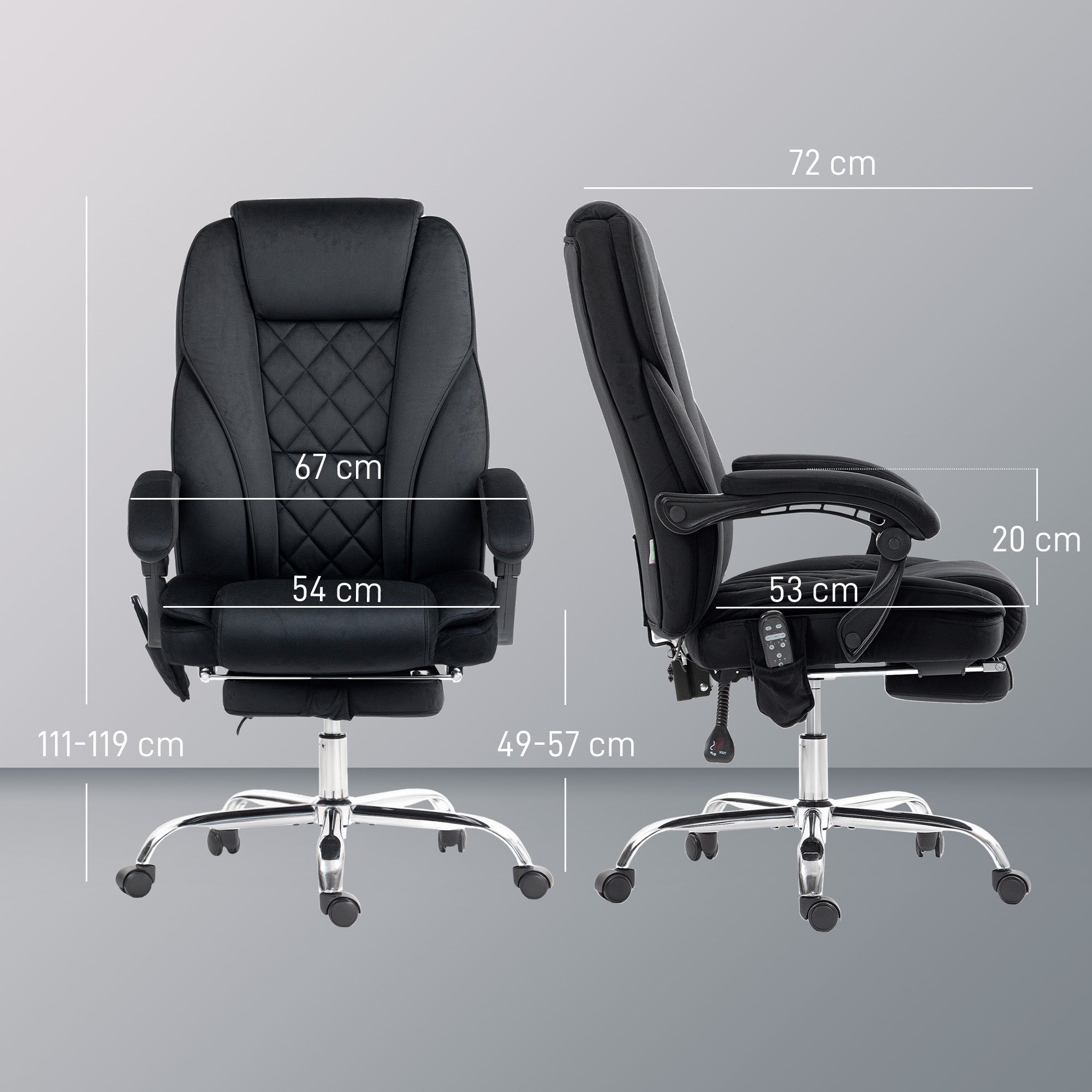Massage Office Chair, Heated Reclining Computer Chair with Adjustable Height and Footrest, Black