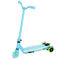 Kids Electric Scooter with Auxiliary Wheels, LED Light & Electric Brake, 6-8 KM Range - Blue