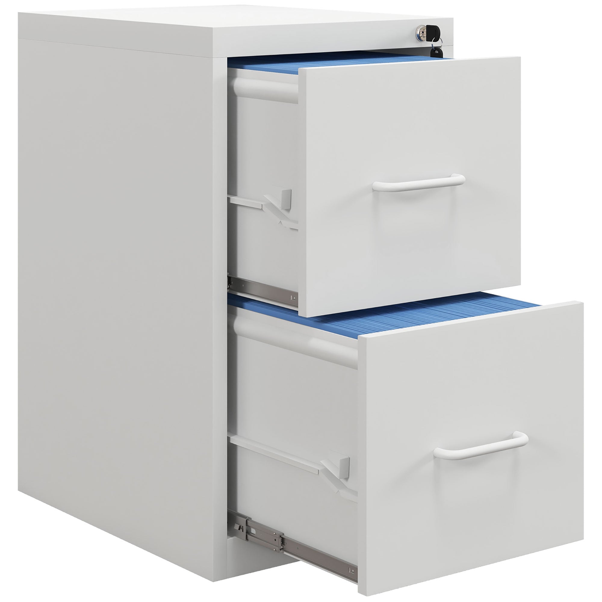 Two-Drawer Modern Steel Filing Cabinet - White