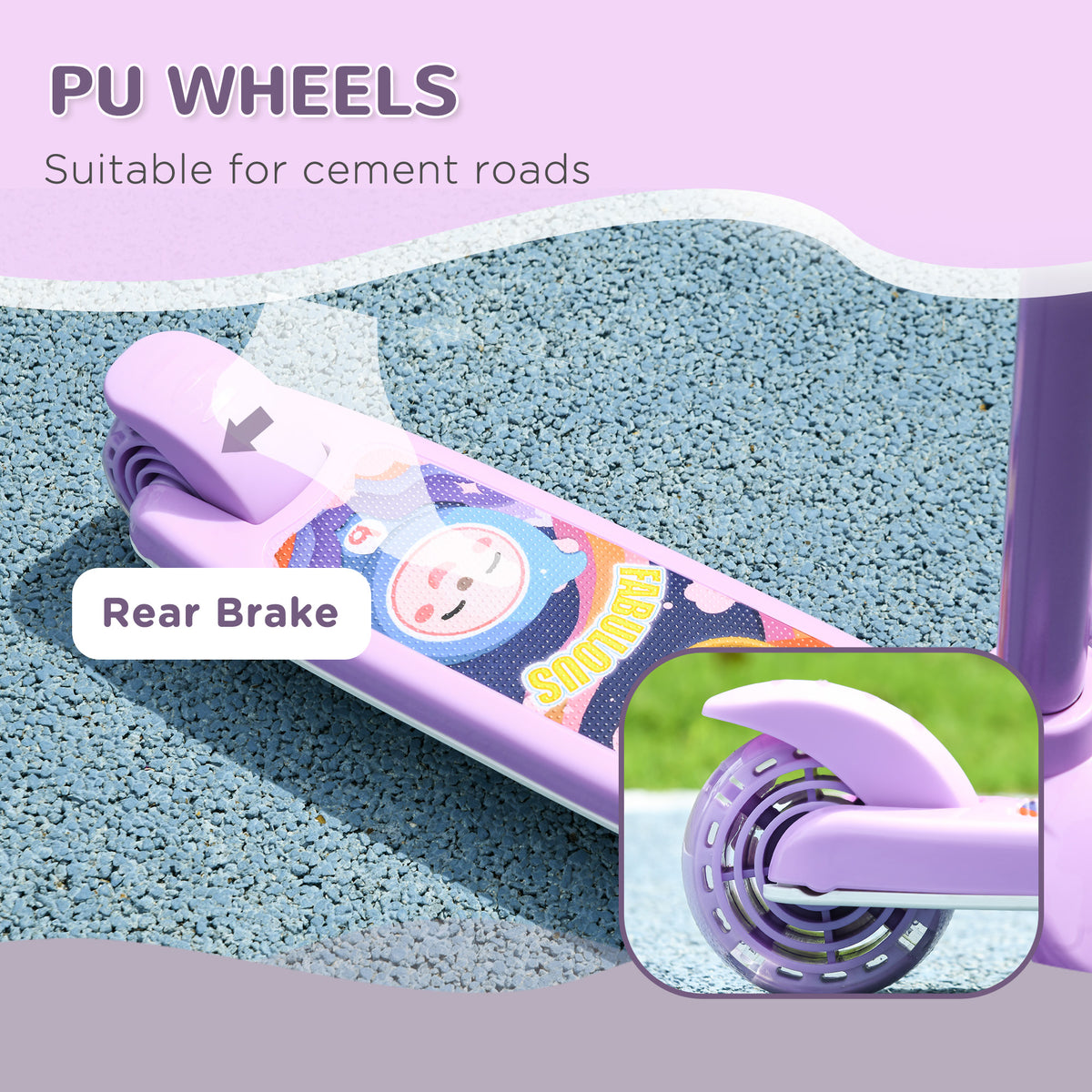 Kids 3 Wheel Scooter with Adjustable Height and LED Lights for Ages 2-6 - Purple