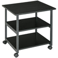 Three-Tier Steel Printer Stand with Wheels for Office Storage - Black