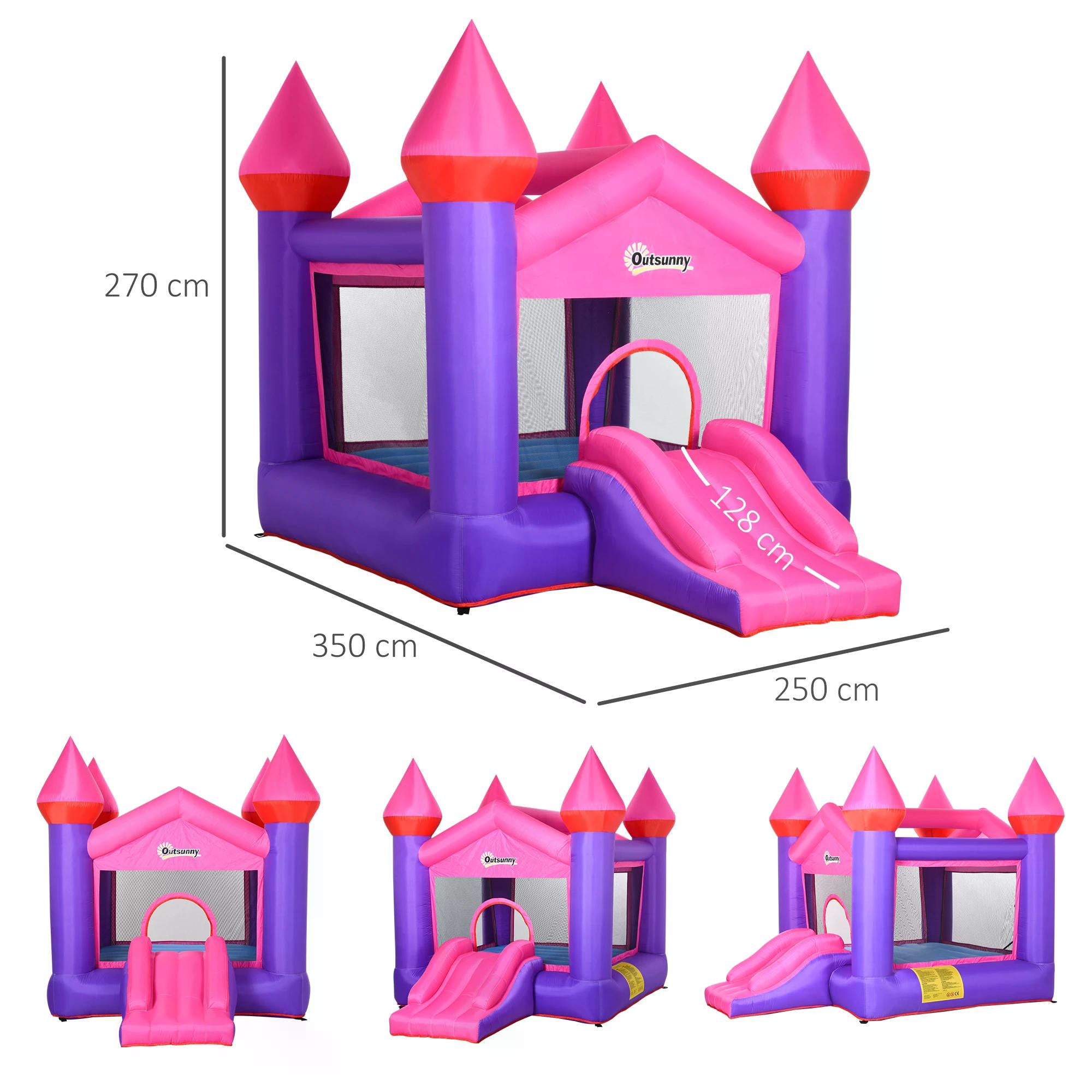 Bounce Castle Inflatable Trampoline Slide for Kids w/ inflator 3.5 x 2.5 x 2.7m