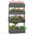 Four Tier Fir Wood Plant Stand with Planter Boxes - Grey