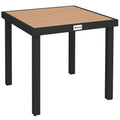 78 cm Garden Dining Table for 4 People, Square Outdoor Coffee End Side Table with Aluminium Legs, Natural Wood Finish