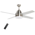 Flush Mount Ceiling Fan with LED Light, Reversible Blades, Remote Control - Silver and Black