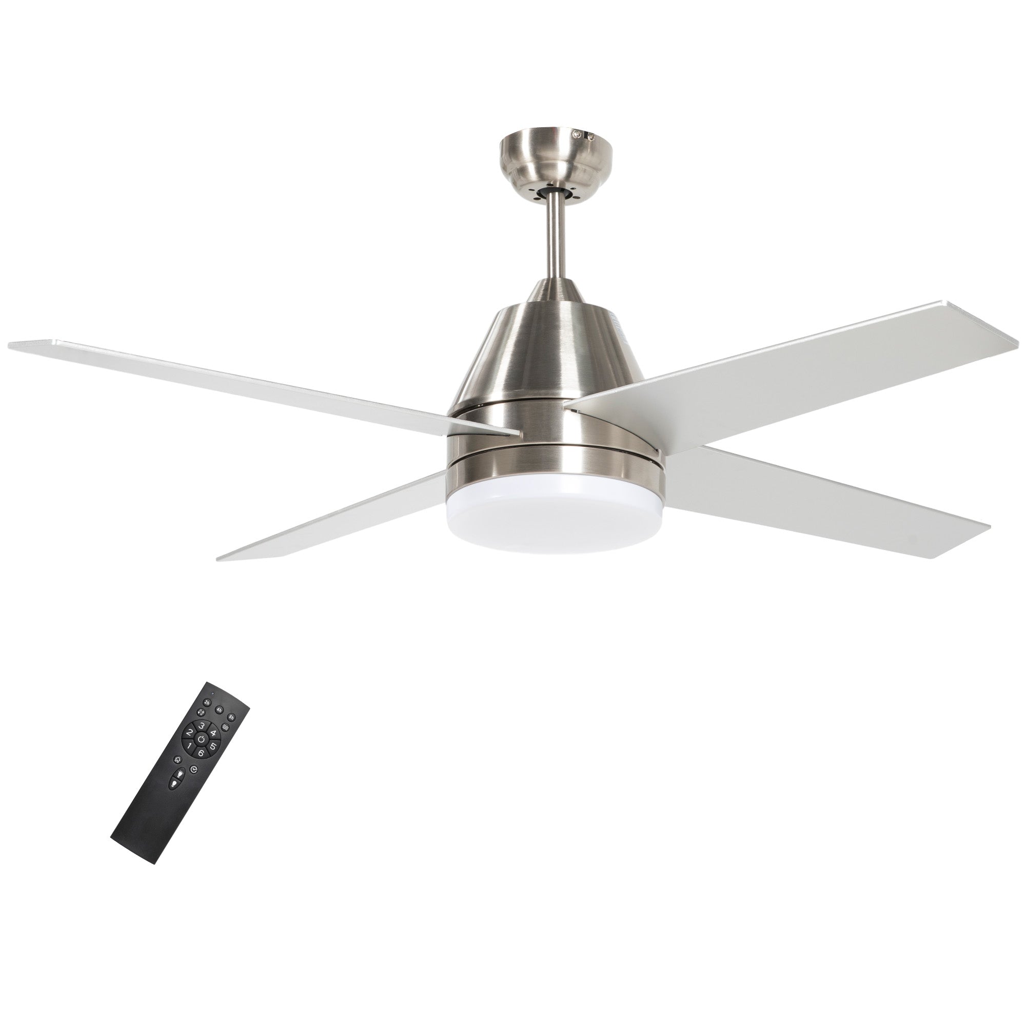 Ceiling Fan with LED Light, Flush Mount Ceiling Fan Lights with Reversible Blades, Remote, Silver and Black