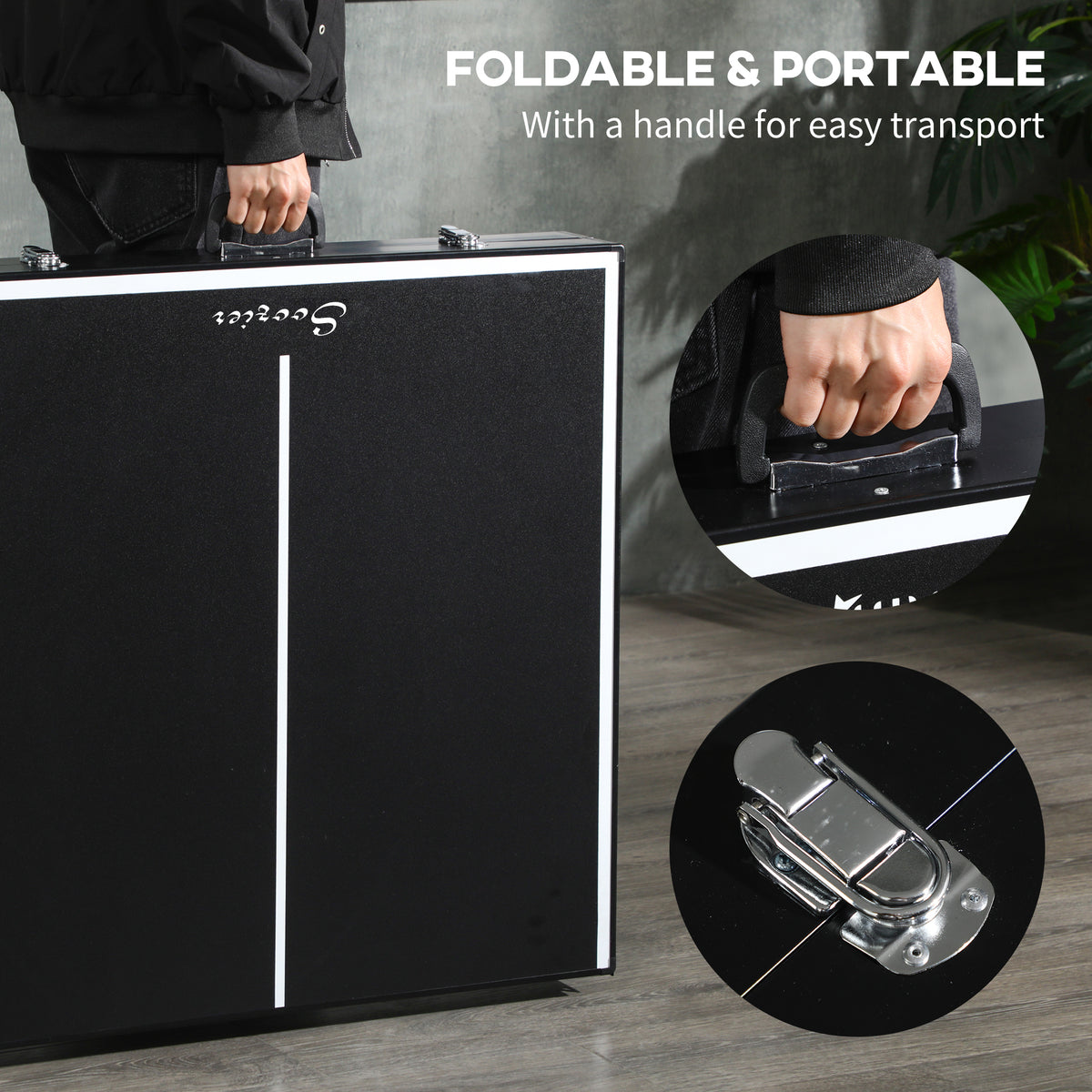 5ft Mini Table Tennis Table, Folding Ping Pong Table with Net and Aluminium Frame, Portable Ping Pong Game Set for Indoor Outdoor Use, Black