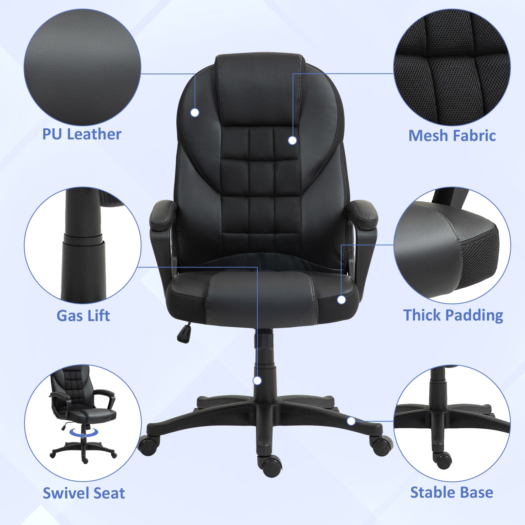 Faux Leather Office Chair - Black