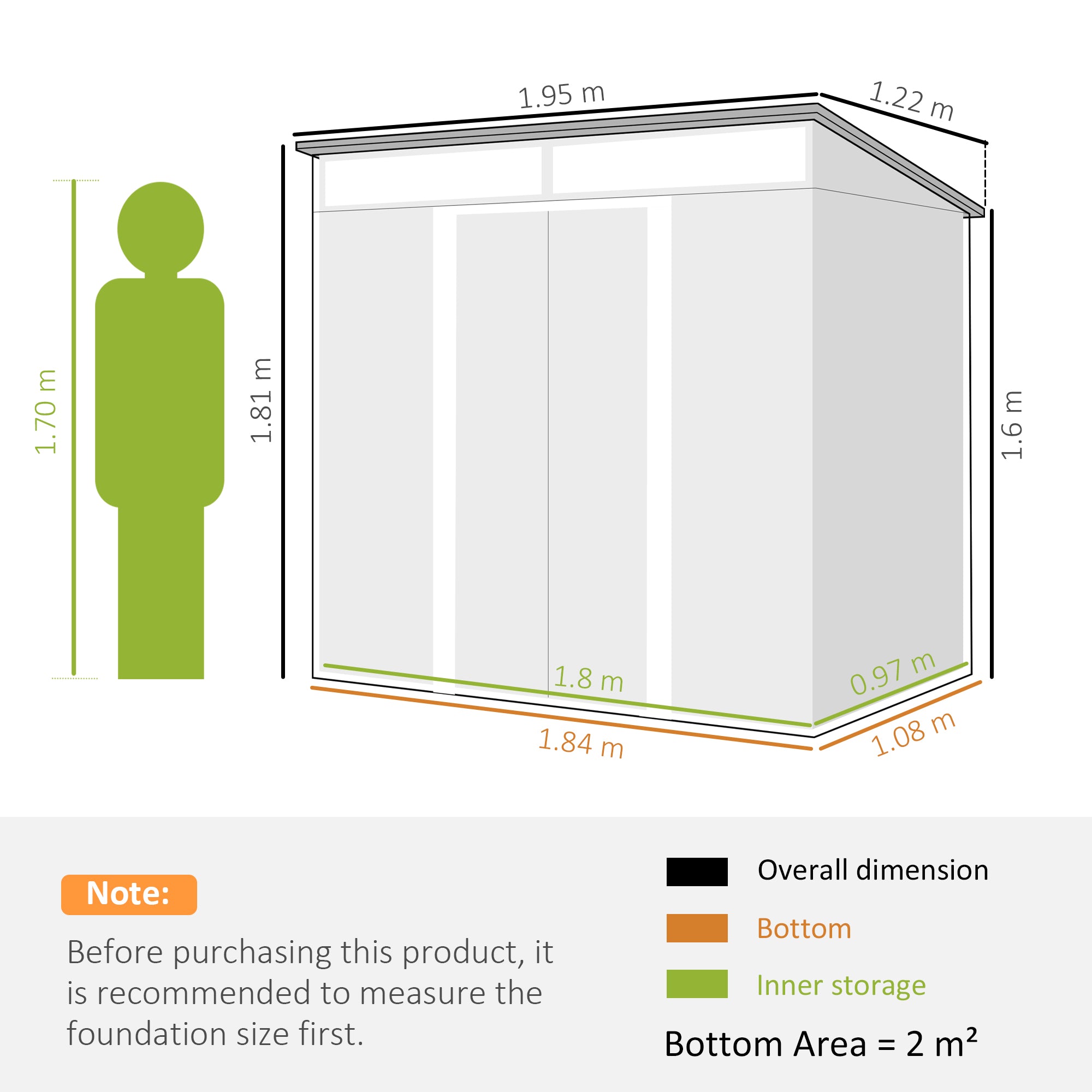 6.5 x 4FT Galvanised Metal Shed with Foundation Kit, Lockable Tool Garden Shed with Double Sliding Doors, Vents, Light Grey Wood Effect