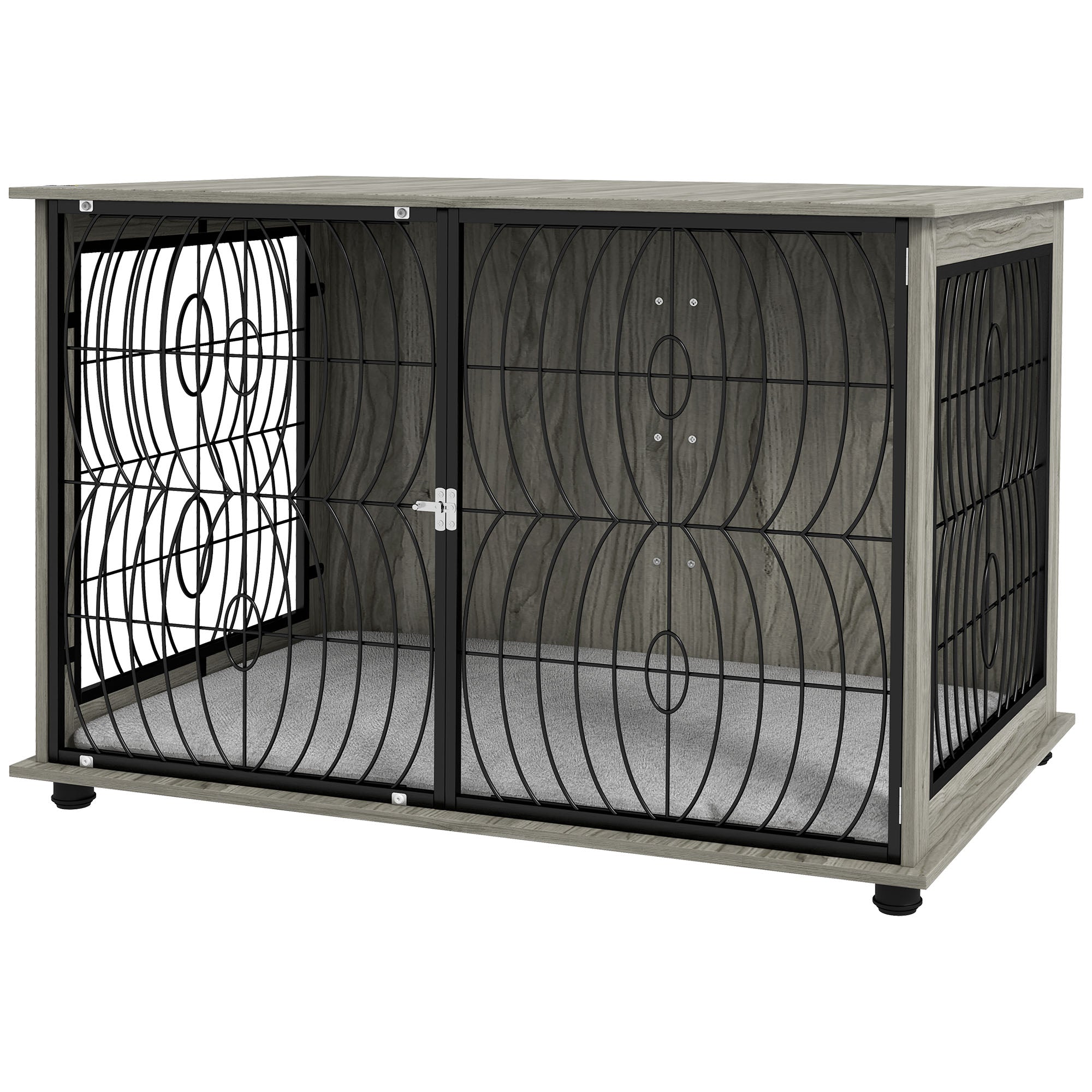 Dog Crate Furniture End Table w/ Plush Washable Cushion, Lockable Door, for Extra Large Dogs