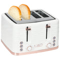 Four-Slice Rippled Toaster with 7 Toasting Levels and Safety Features - White