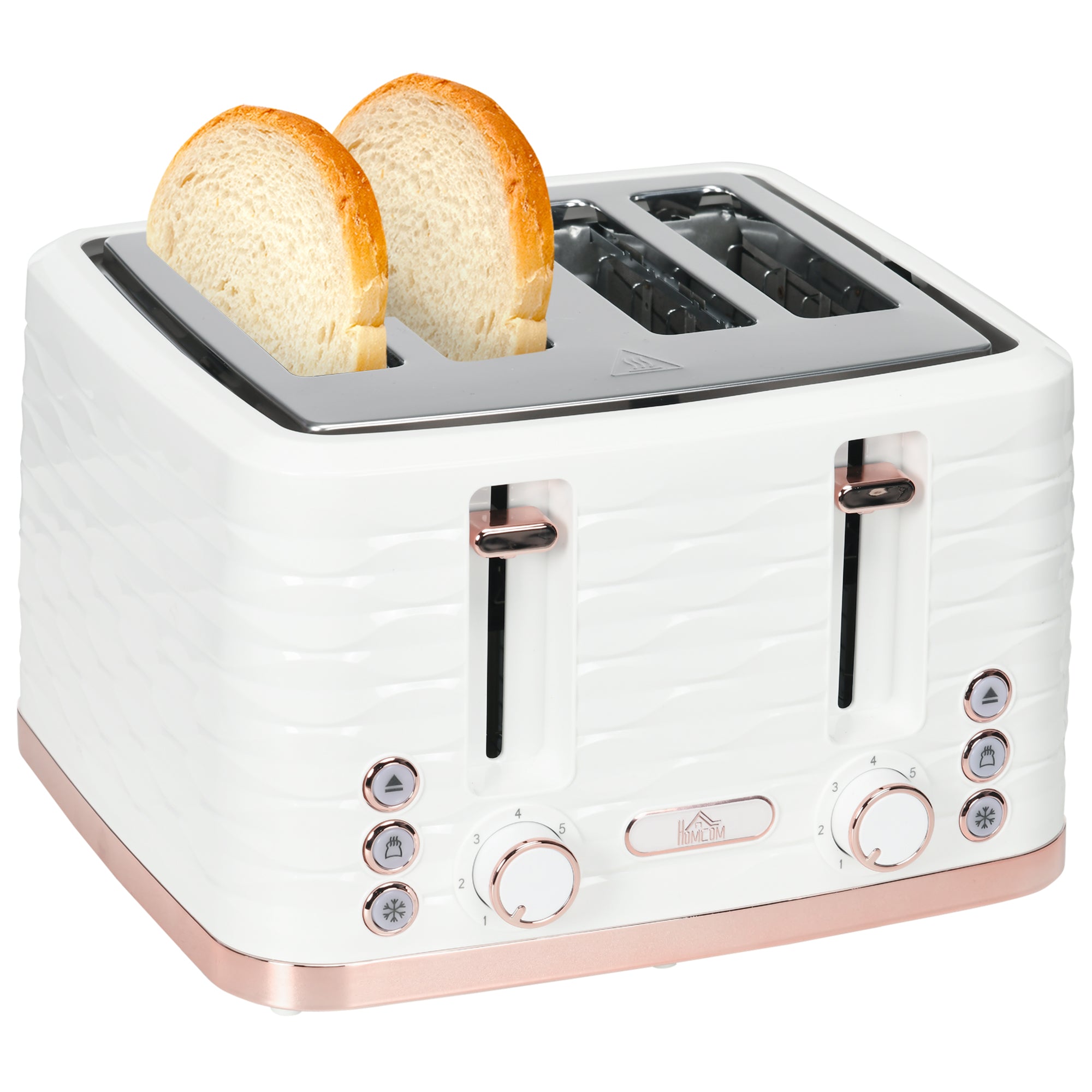 Four-Slice Rippled Toaster - White