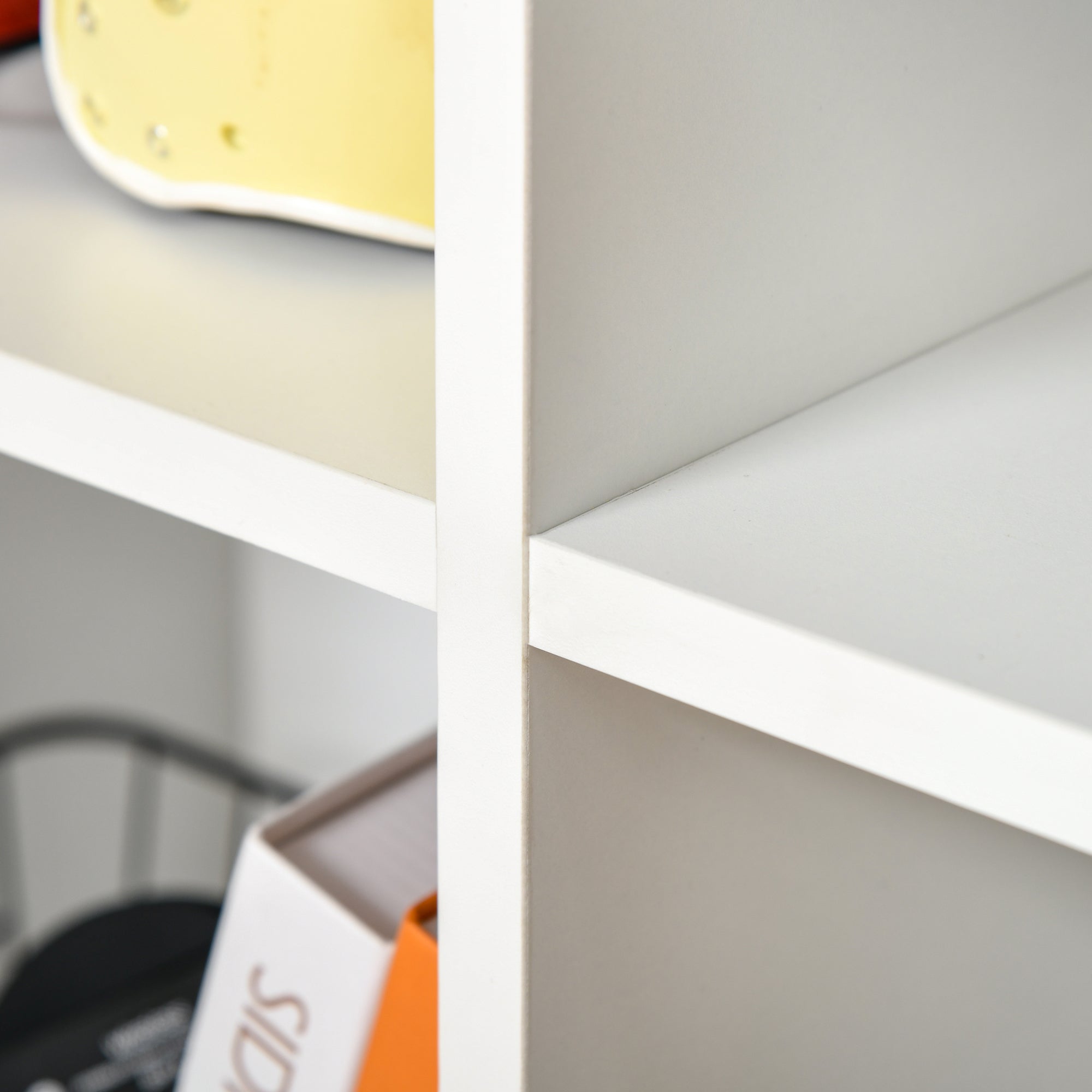 Six-Cube Bookcase Storage Unit with Anti-Tip Straps - White Wood Effect