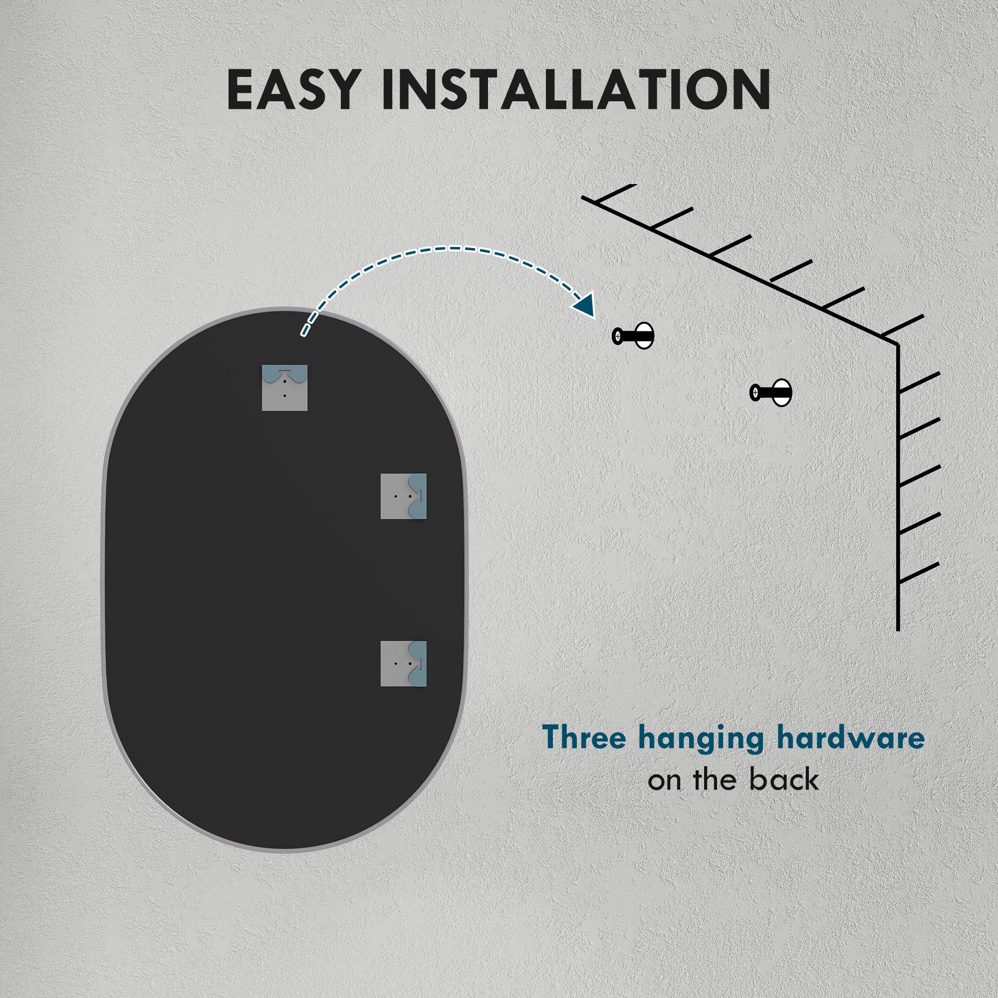 60cm Aluminium Frame Round Bathroom Mirror - Silver Tone