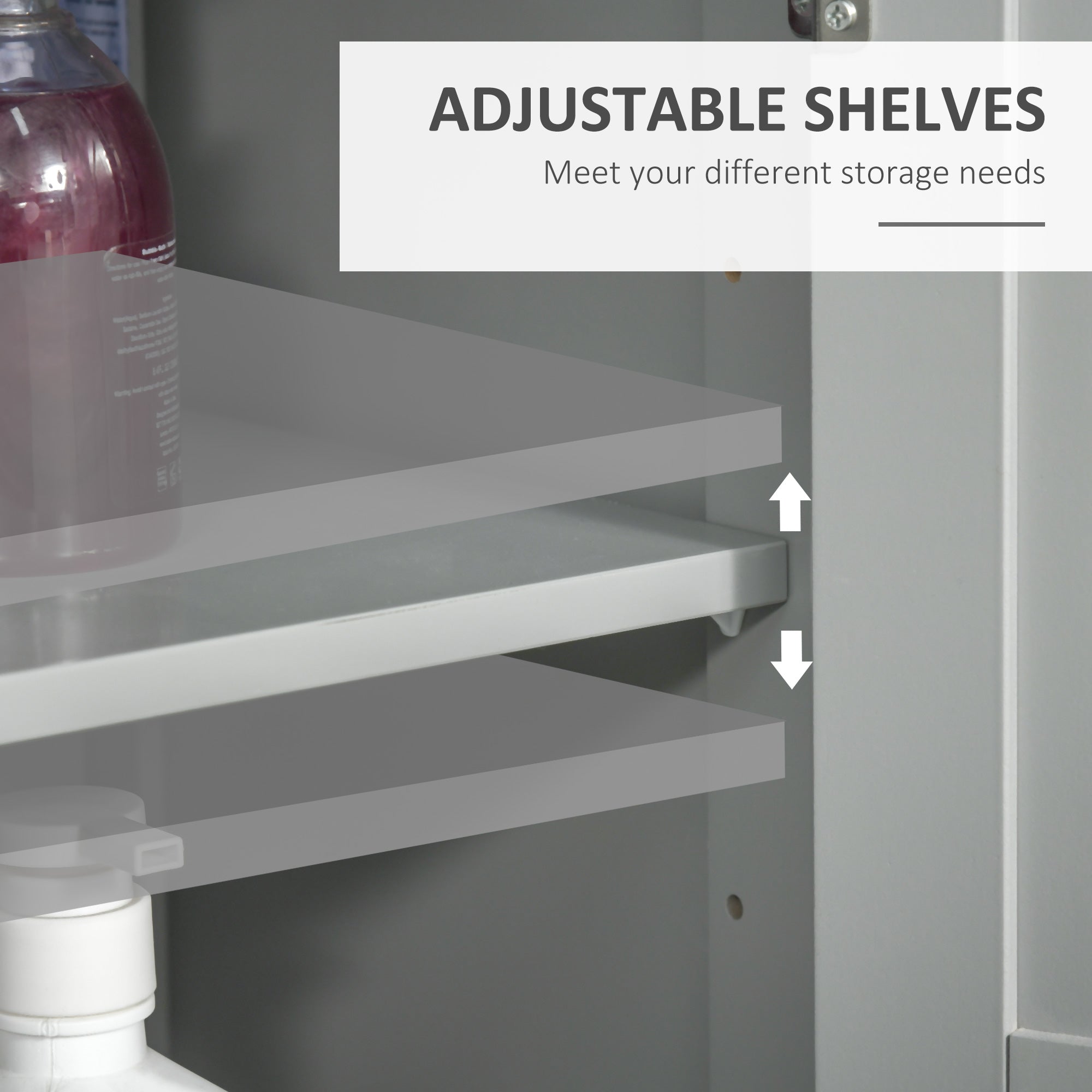 kleankin Modern Bathroom Floor Cabinet - Grey