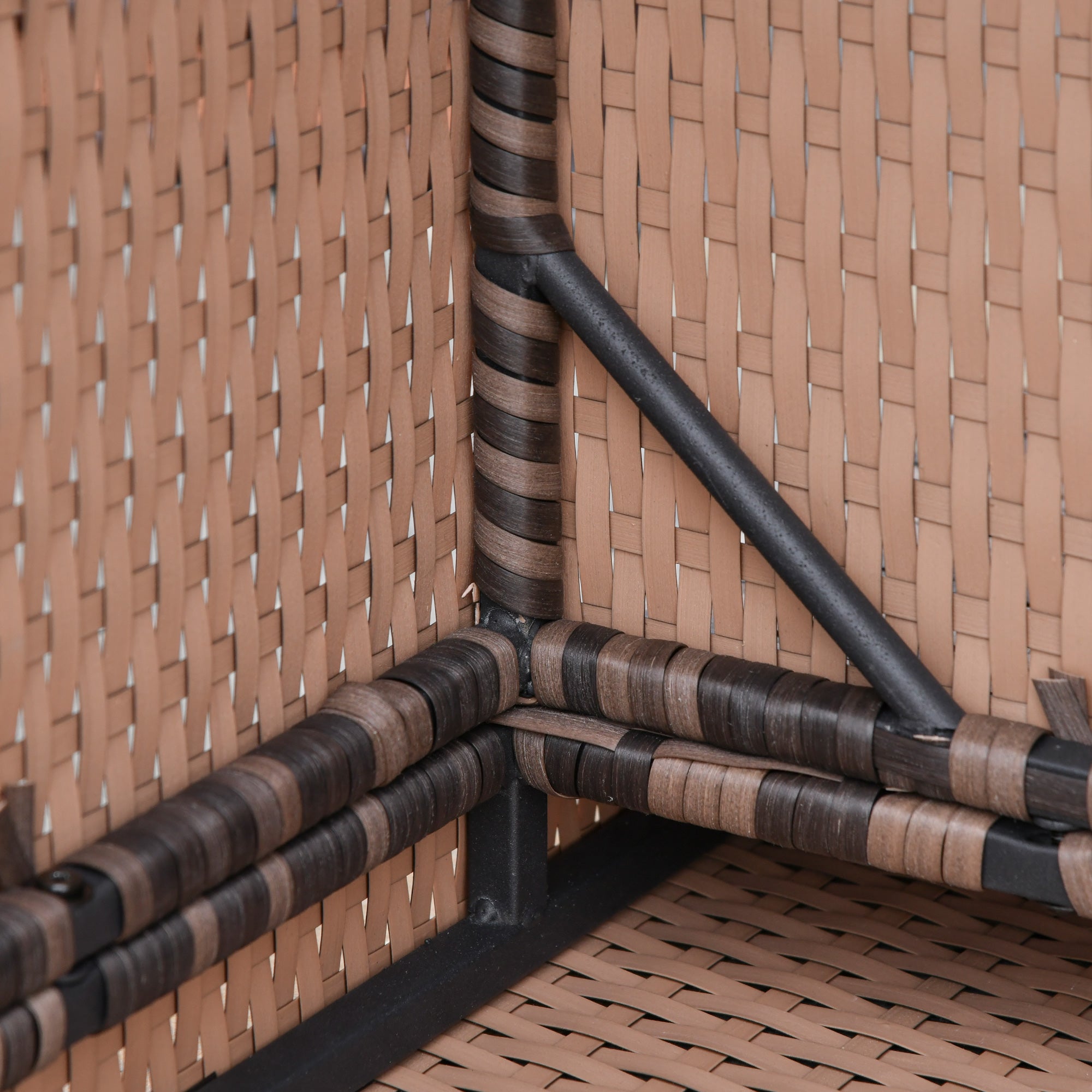 6 Piece Rattan Garden Furniture Set with Storage Table and Cushions - Orange