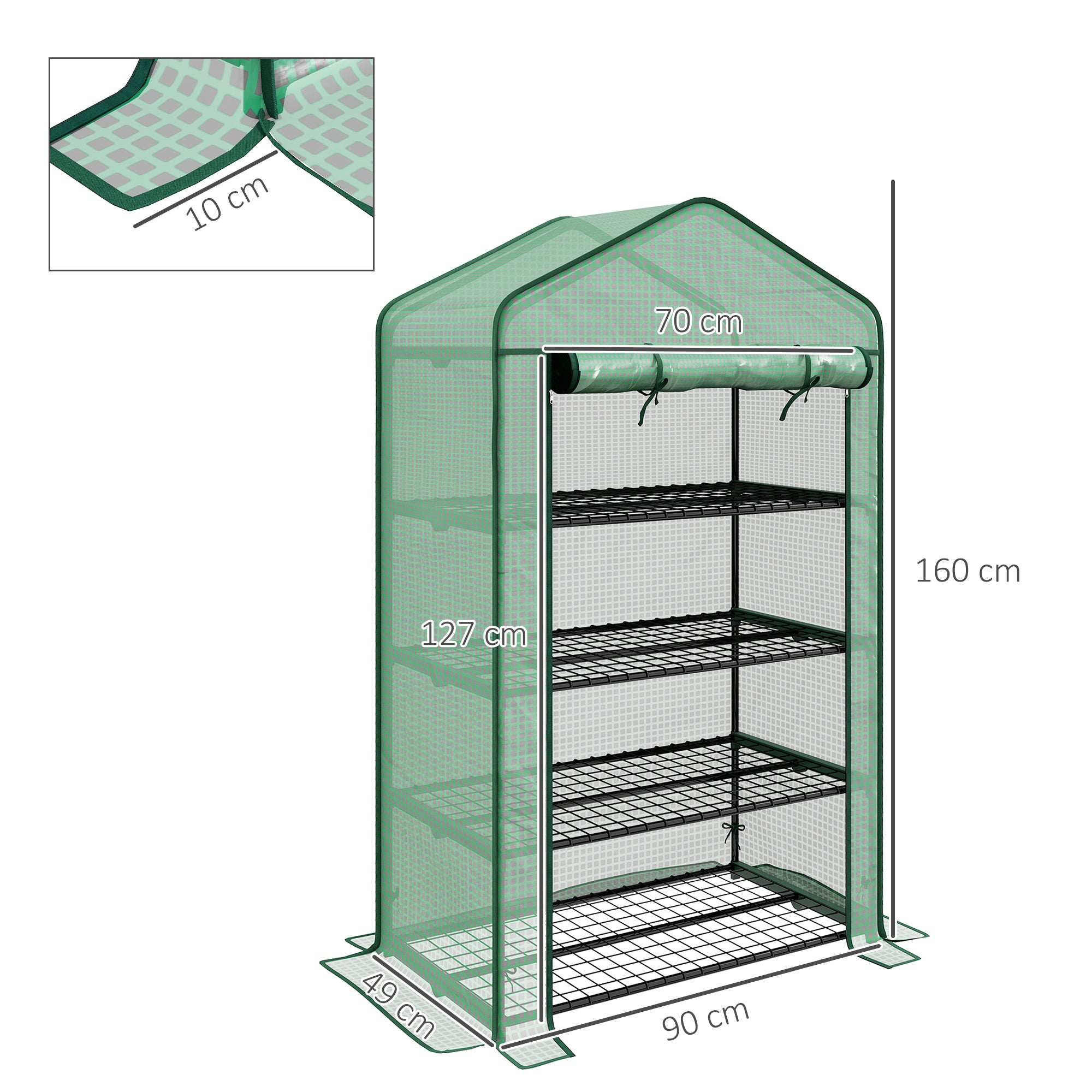 Four-Tier Mini Greenhouse, with Reinforced Plastic Cover