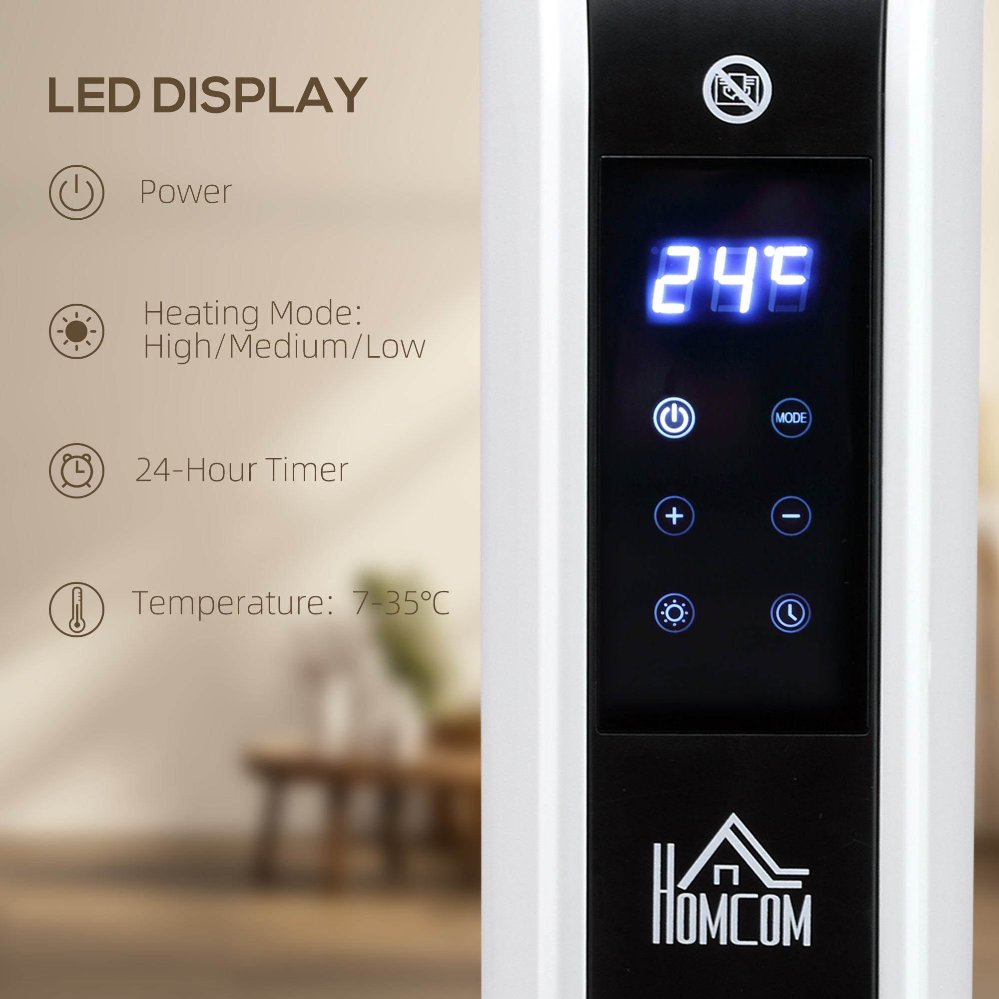 Three-Mode Modern Slimline Heater, 7-35„ƒ Temperature