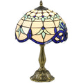 Handmade Antique Stained Glass Table Lamp for Bedroom & Living Room - Blue