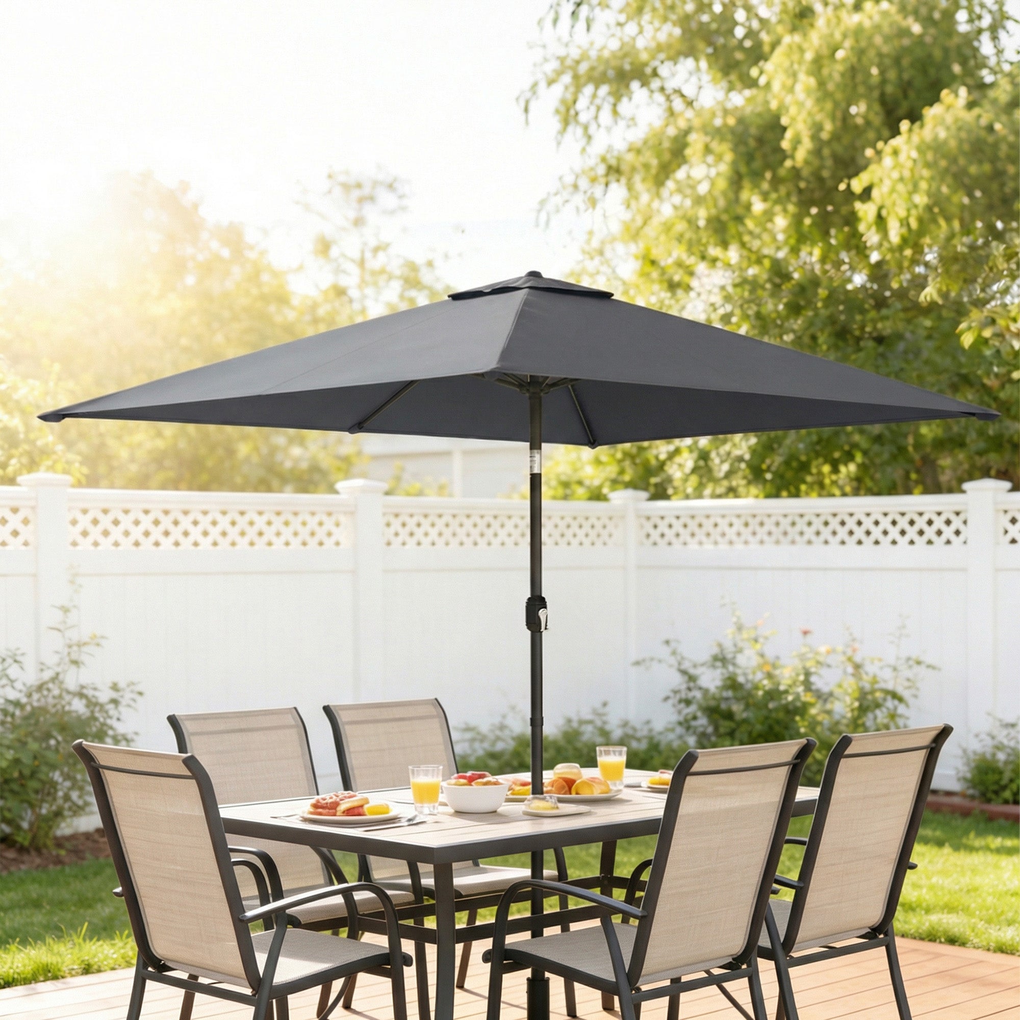 Garden Parasol, Parasol Umbrella with Crank Handle, Tilt Function, Polyester Canopy, Dark Grey