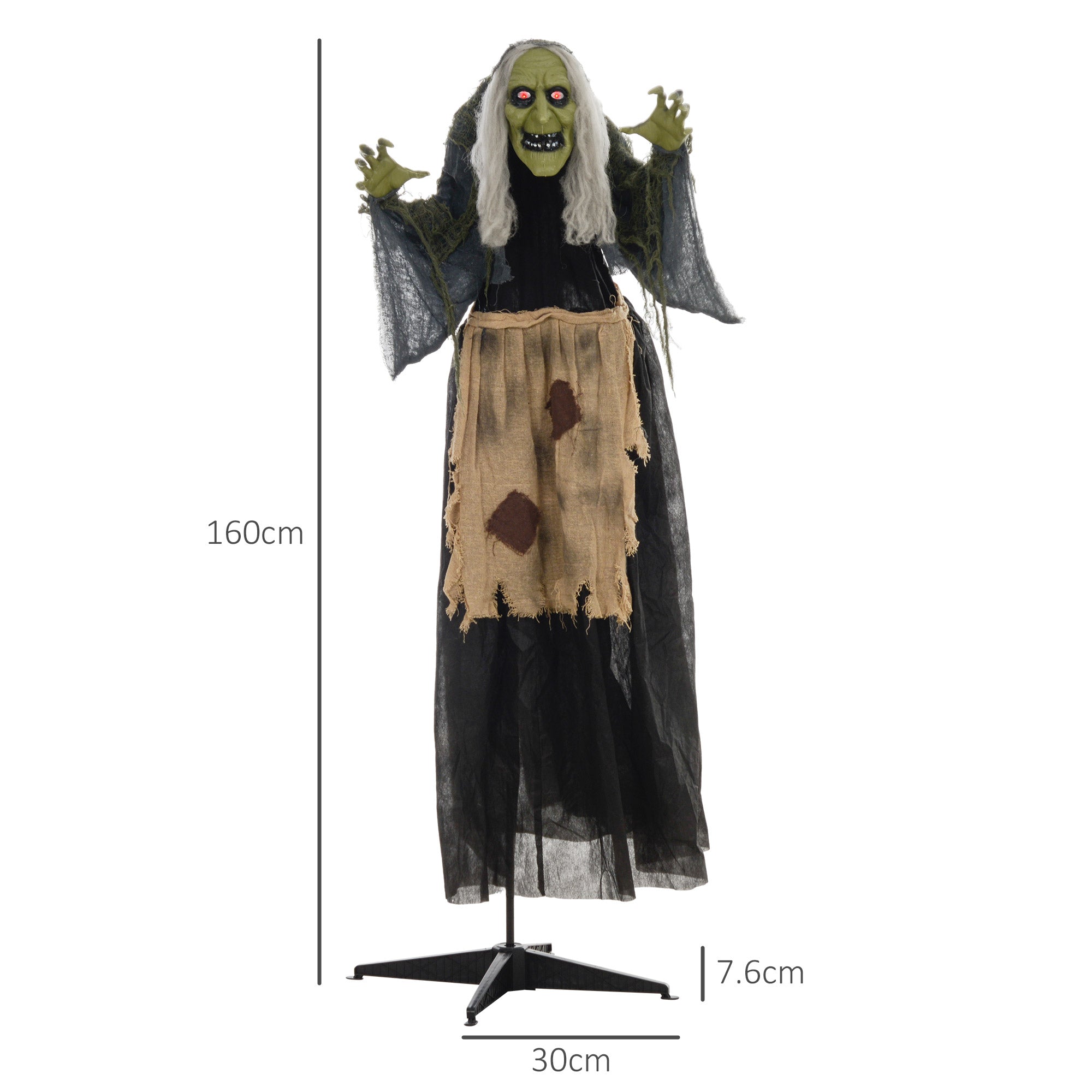 5'2" Hunchback Witch Halloween Animatronic, with Glowing Eyes