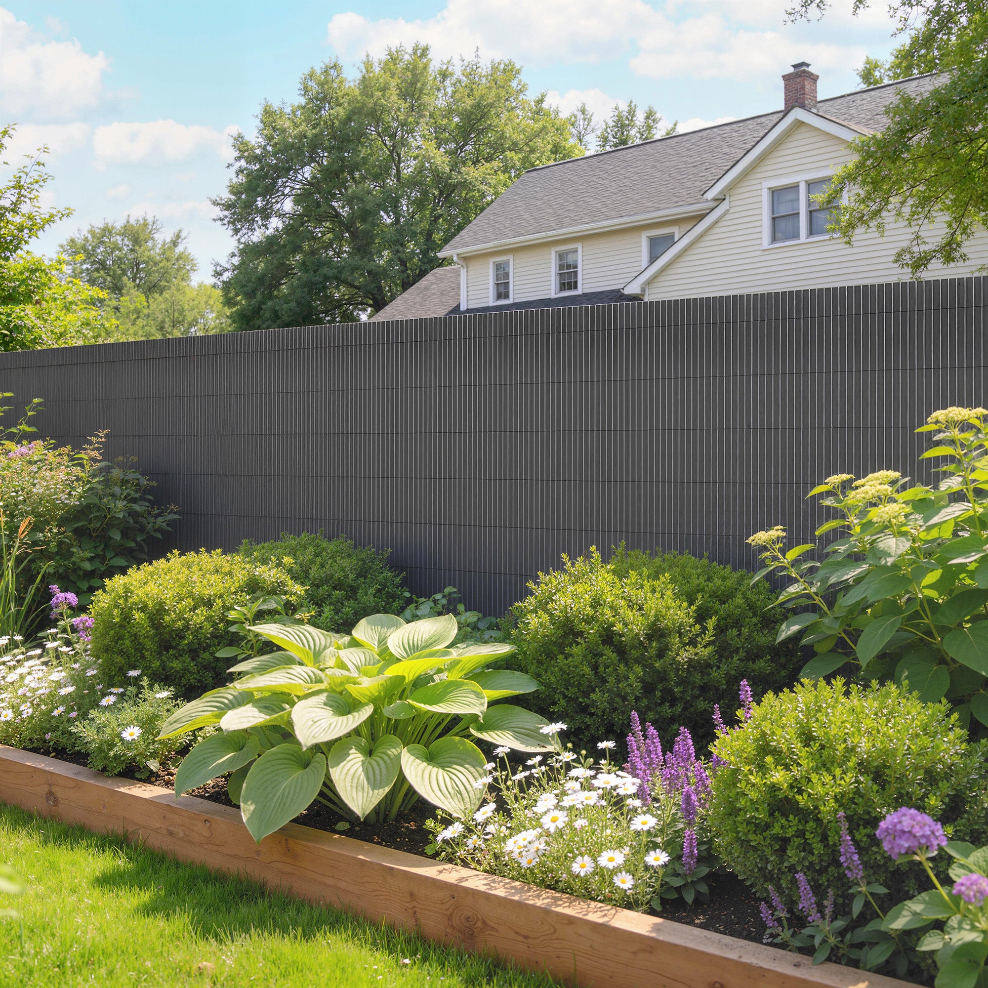 2Pcs Plastic Privacy Screening Fence, 1m x 5 m Waterproof Windbreak Fence, Dark Grey