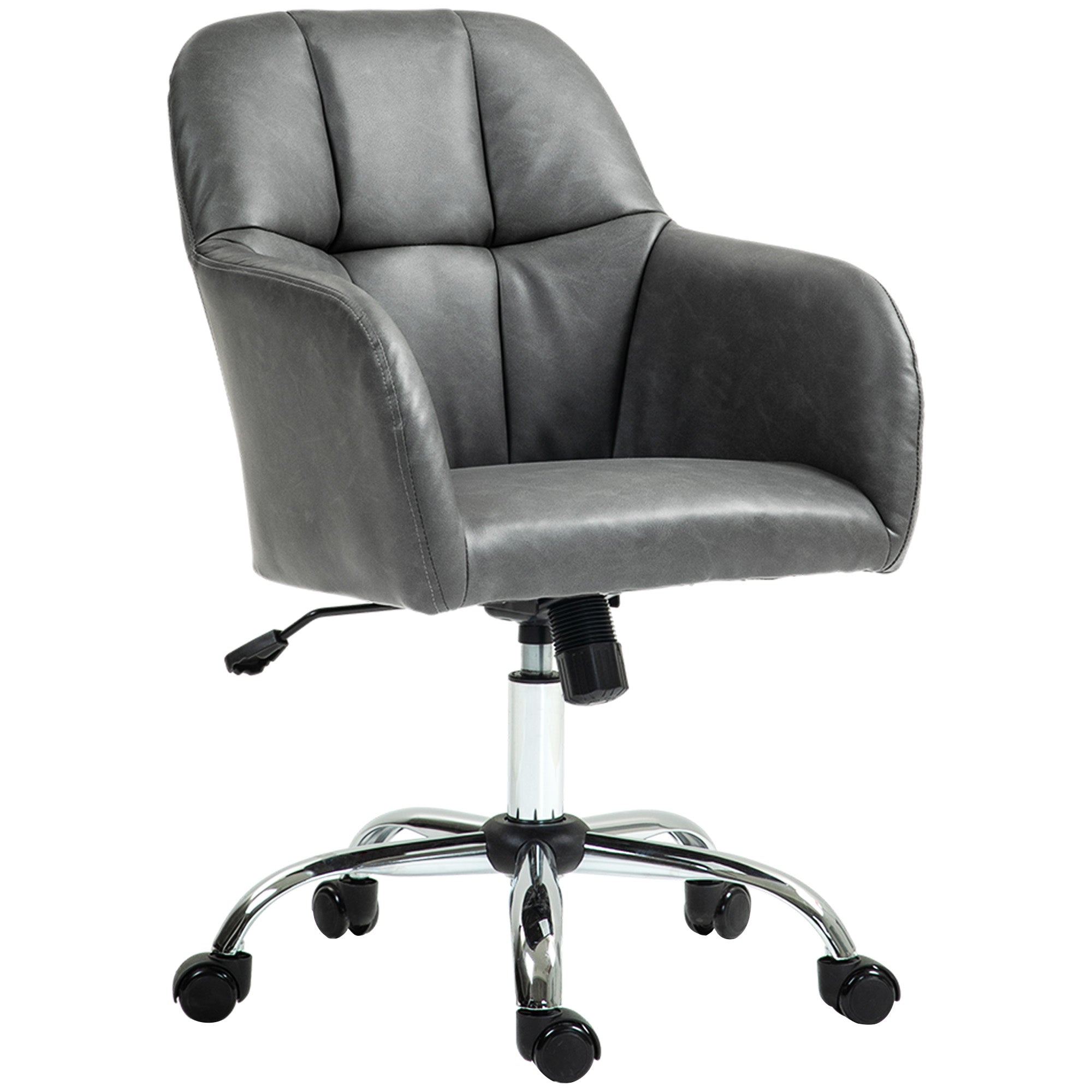 Faux Leather Tub Office Chair, with Wheels - Grey