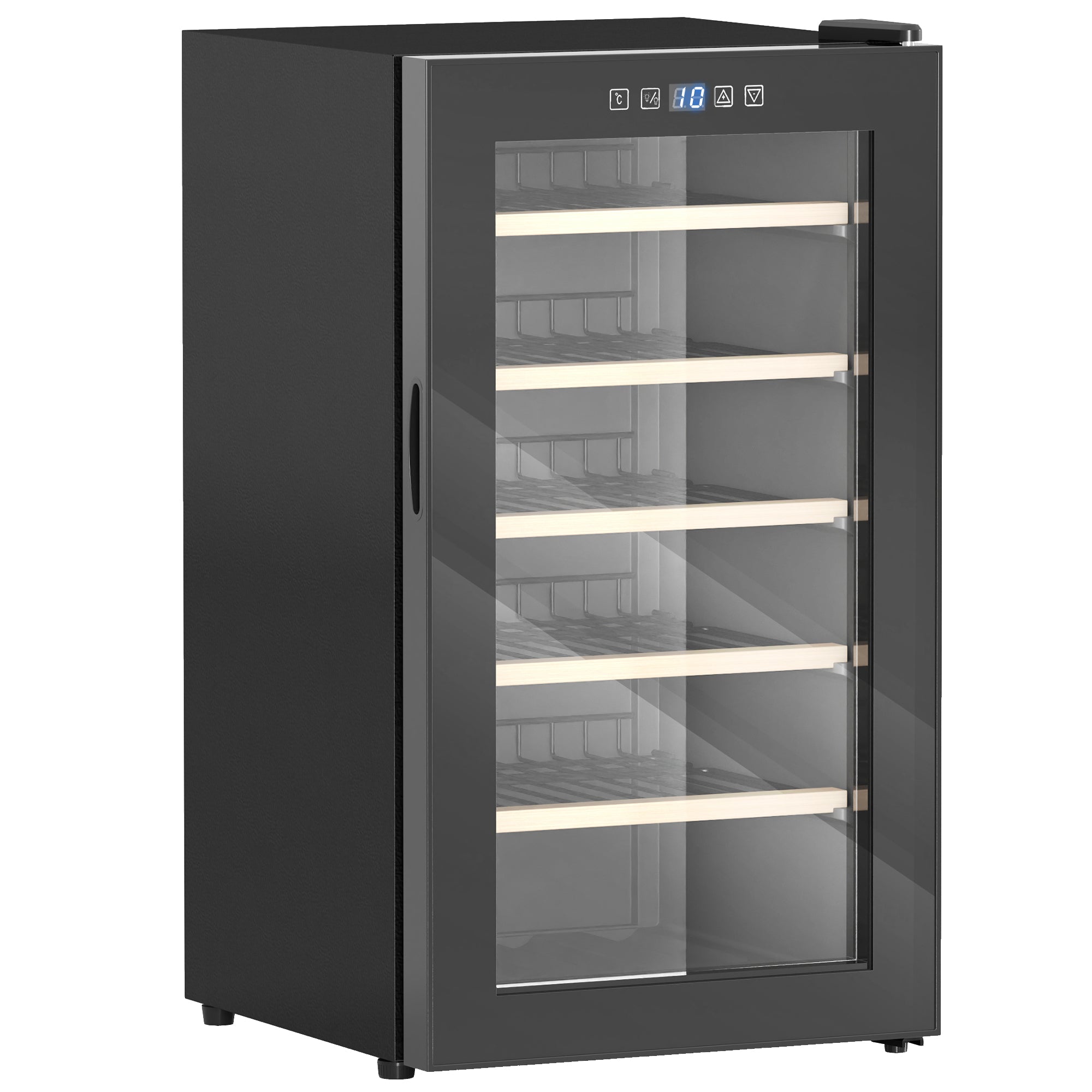 41 Bottle Wine Fridge 91L with Glass Door, LED Light & Digital Touch Control - Black