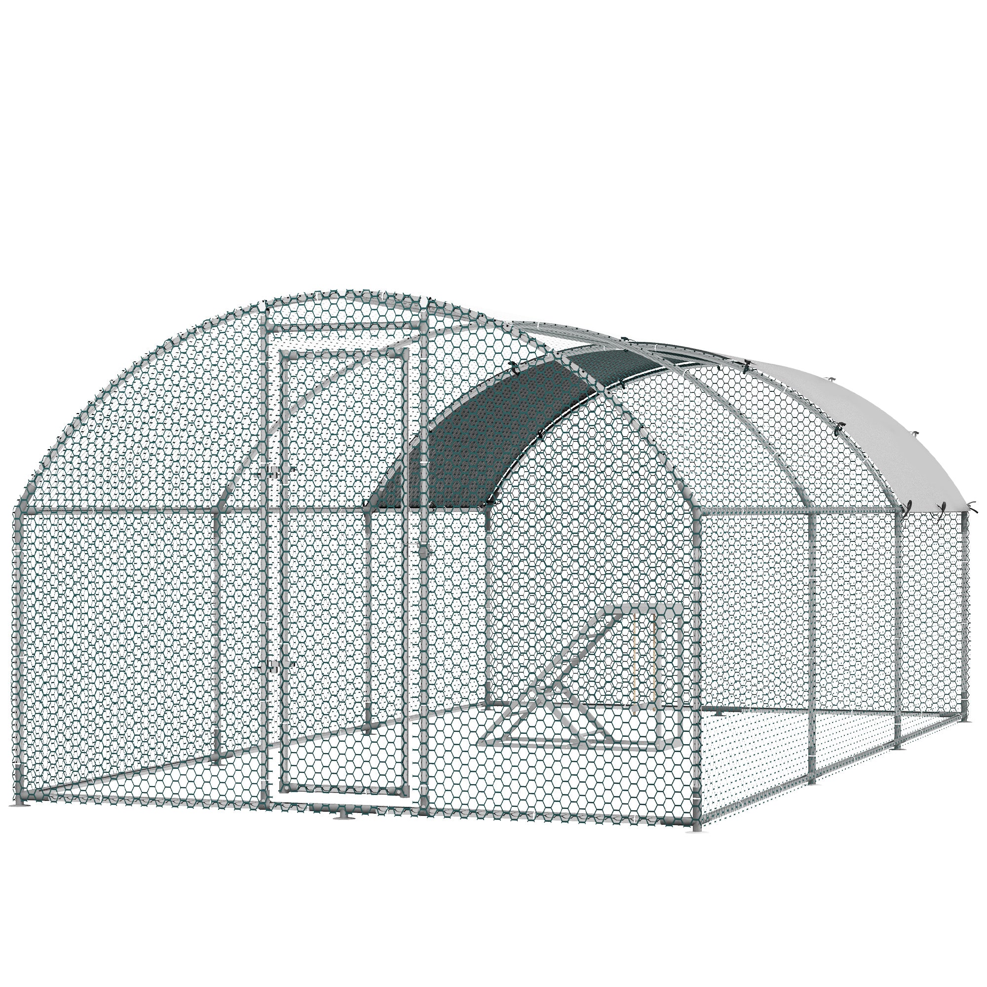 Walk In Chicken Run with Chicken Activity Shelf and Cover, 2.8 x 5.7 x 2m