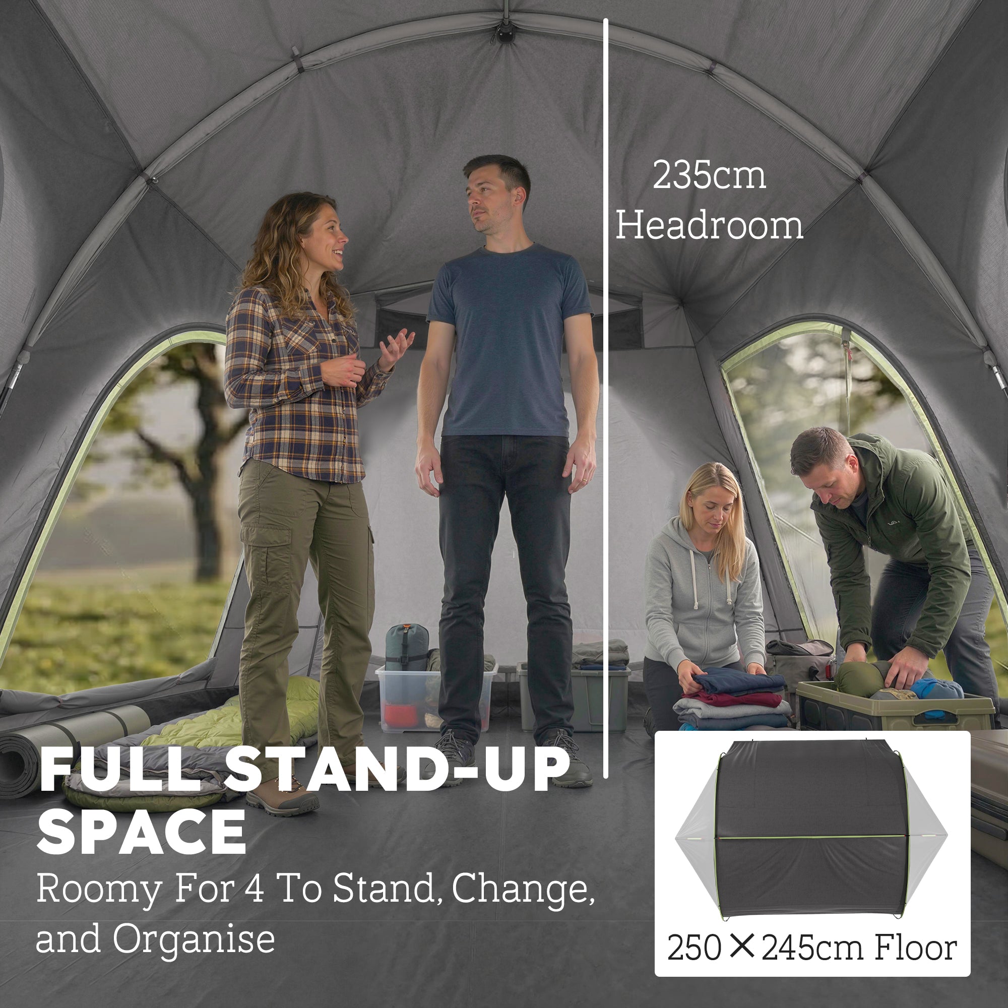 Car Tent with 2.35m Stand-Up Height, 3000mm Waterproof Tailgate Tent with Mesh Windows for Family Camping Travelling