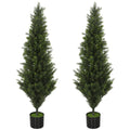 Set of 2 Decorative Artificial Plants Cypress in Weighted Pot, Fake Plant with 1092 Leaves, 120 cm