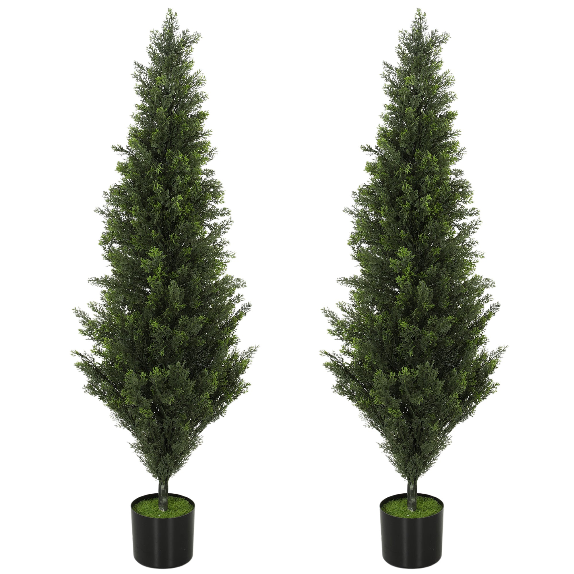 Set of 2 Decorative Artificial Plants Cypress in Weighted Pot, Fake Plant with 1092 Leaves, 120 cm