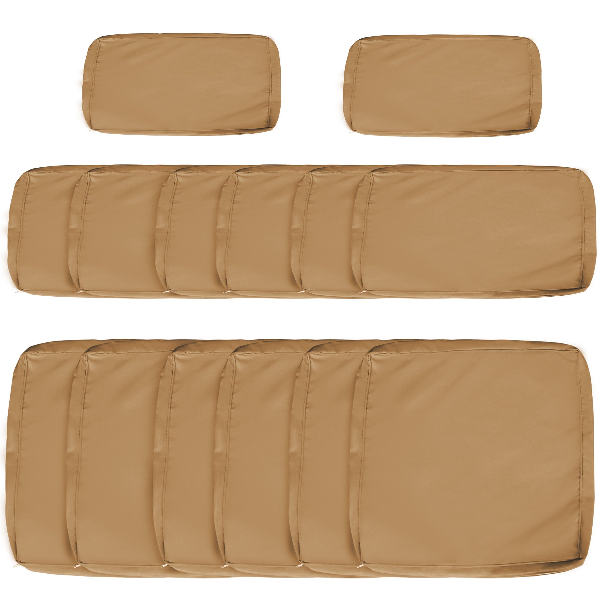 14 Piece Outdoor Cushion Set with Durable Polyester Covers - Beige