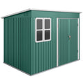 8.5 x 6ft Storage Shed Galvanised Steel Garden Shed, Metal Shed with Foundation Kit, Window, Lockable Wide Doors and Air Vents for Outdoor Patio, Green