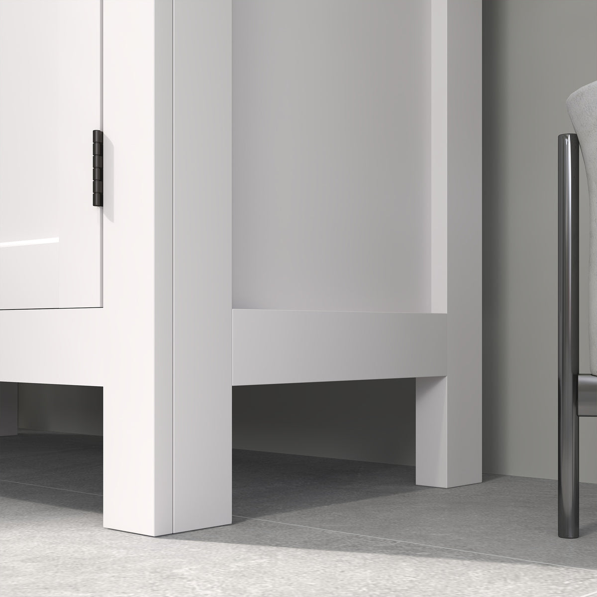 Modern Multi-Storage Bathroom Cabinet with Shelves and Cupboard - White