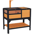 Wooden Tortoise House with Shelter, Run, Shelf, Lamp Holder & Tray - Yellow