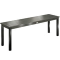 2 Seater Garden Bench, Outdoor Bench Loveseat with Wood-Effect Slatted Seat and Steel Frame for Patio, Park, Grey