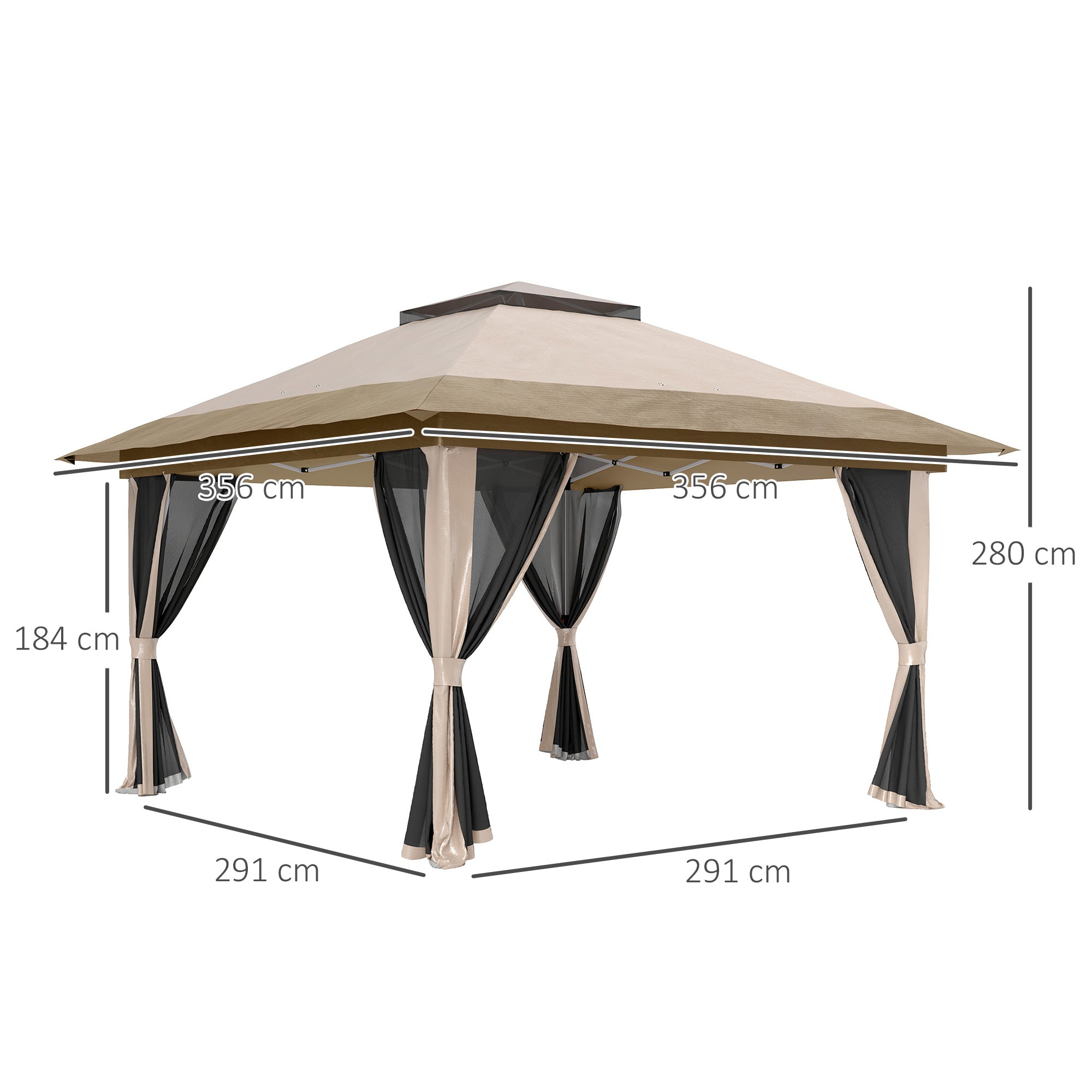 3.6 x 3.6m Pop-Up Gazebo with Accessories - Beige