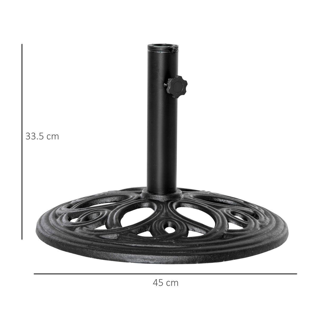 11.5 kg Cast Metal Round Patio Umbrella Base Stand, Umbrella Holder for Outdoor, Patio, Garden, Black