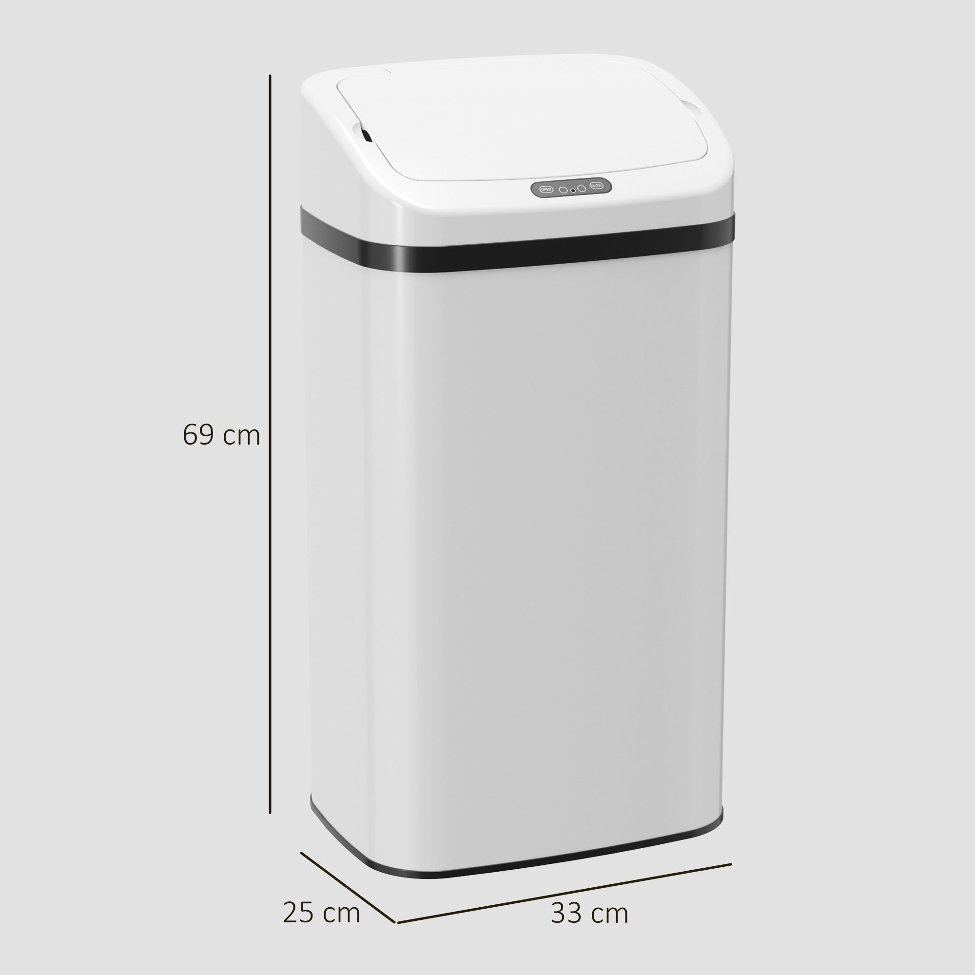 48L Stainless Steel Sensor Bin - White
