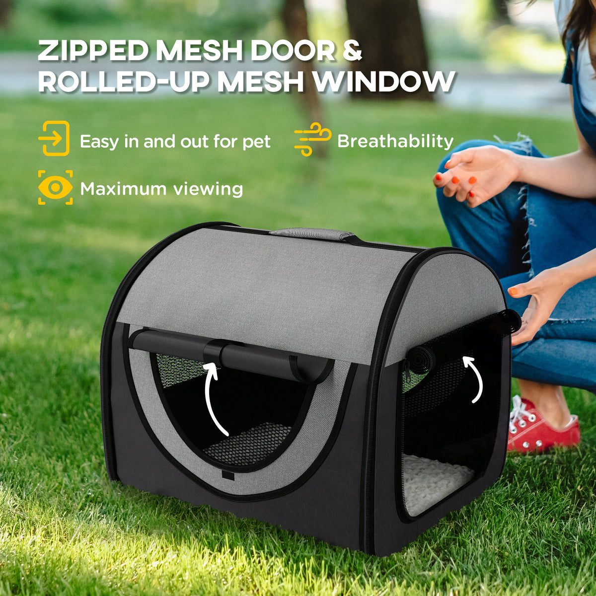 Pawhut Folding Fabric Soft Pet Crate 46Lx36Wx41H cm for Cats & Small Dogs - Black