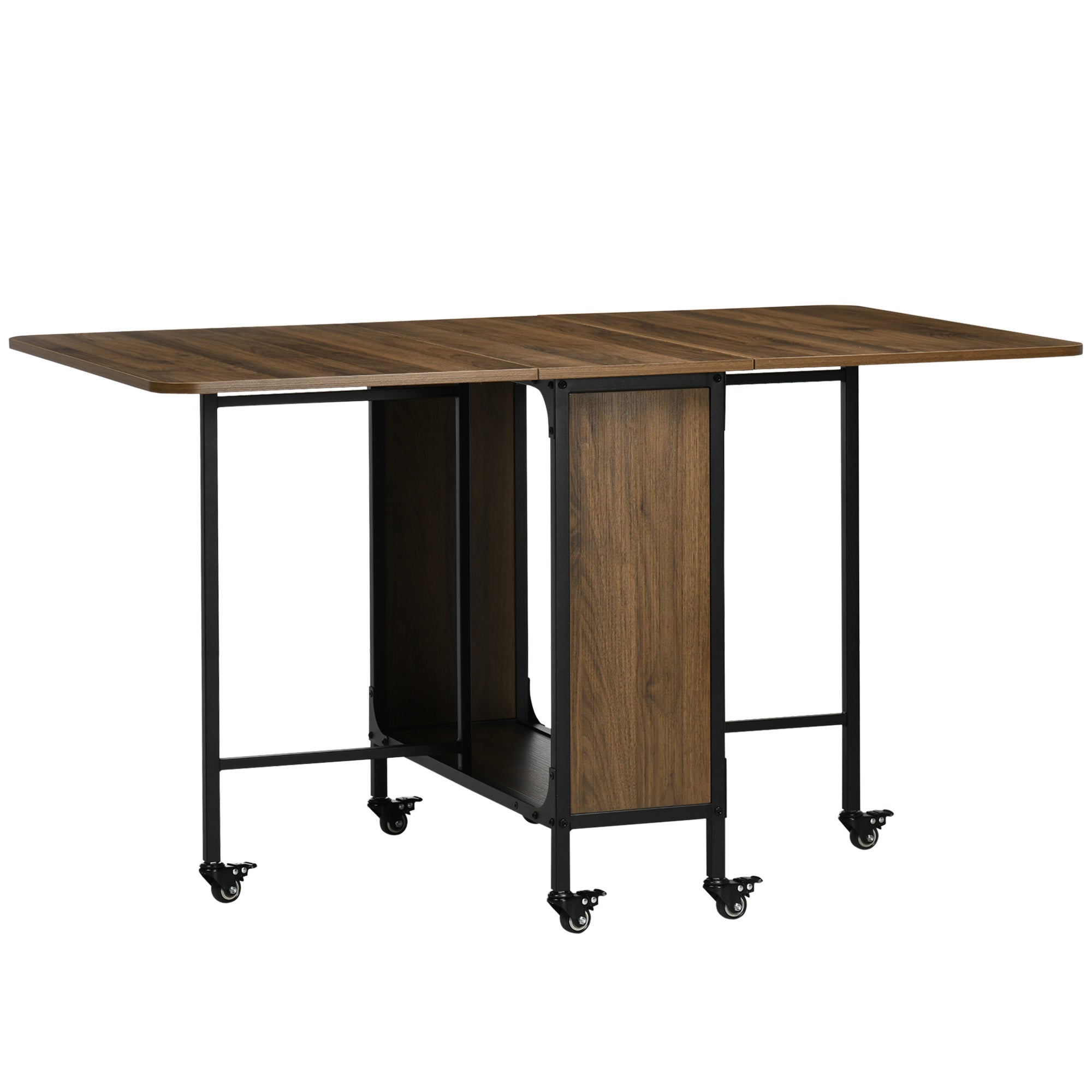 Six-Person Drop Leaf Dining Table - Brown/Black