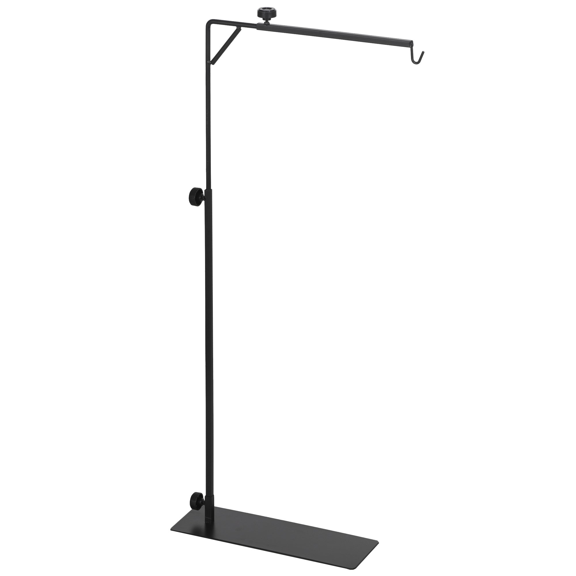 86-129Hcm Adjustable Height and Length Reptile Lamp Stand Holder with Hook Hanging, Base - Black