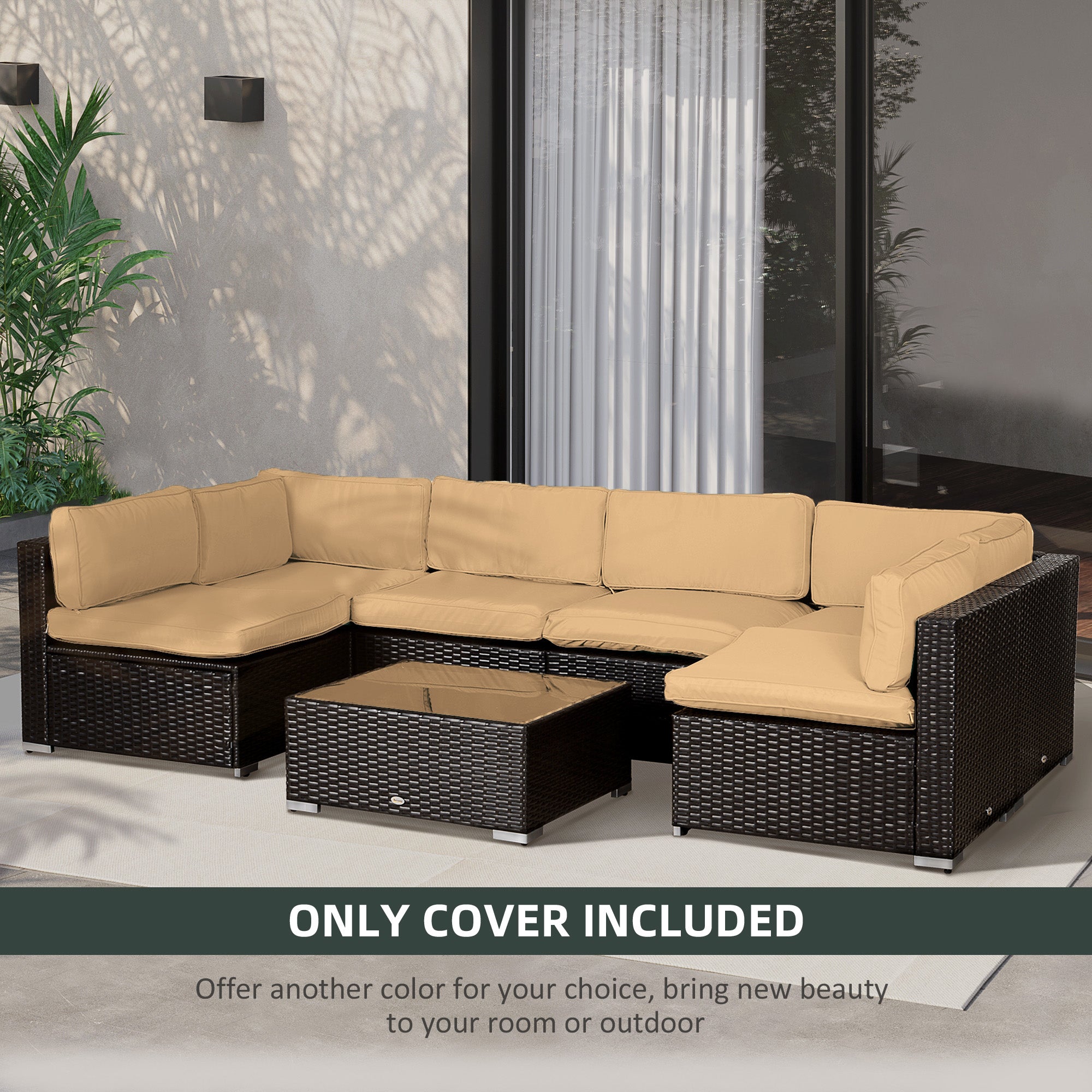 14 Piece Outdoor Cushion Set with Durable Polyester Covers - Beige