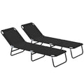Garden Sun Lounger with Adjustable Five-Position Backrest - Black