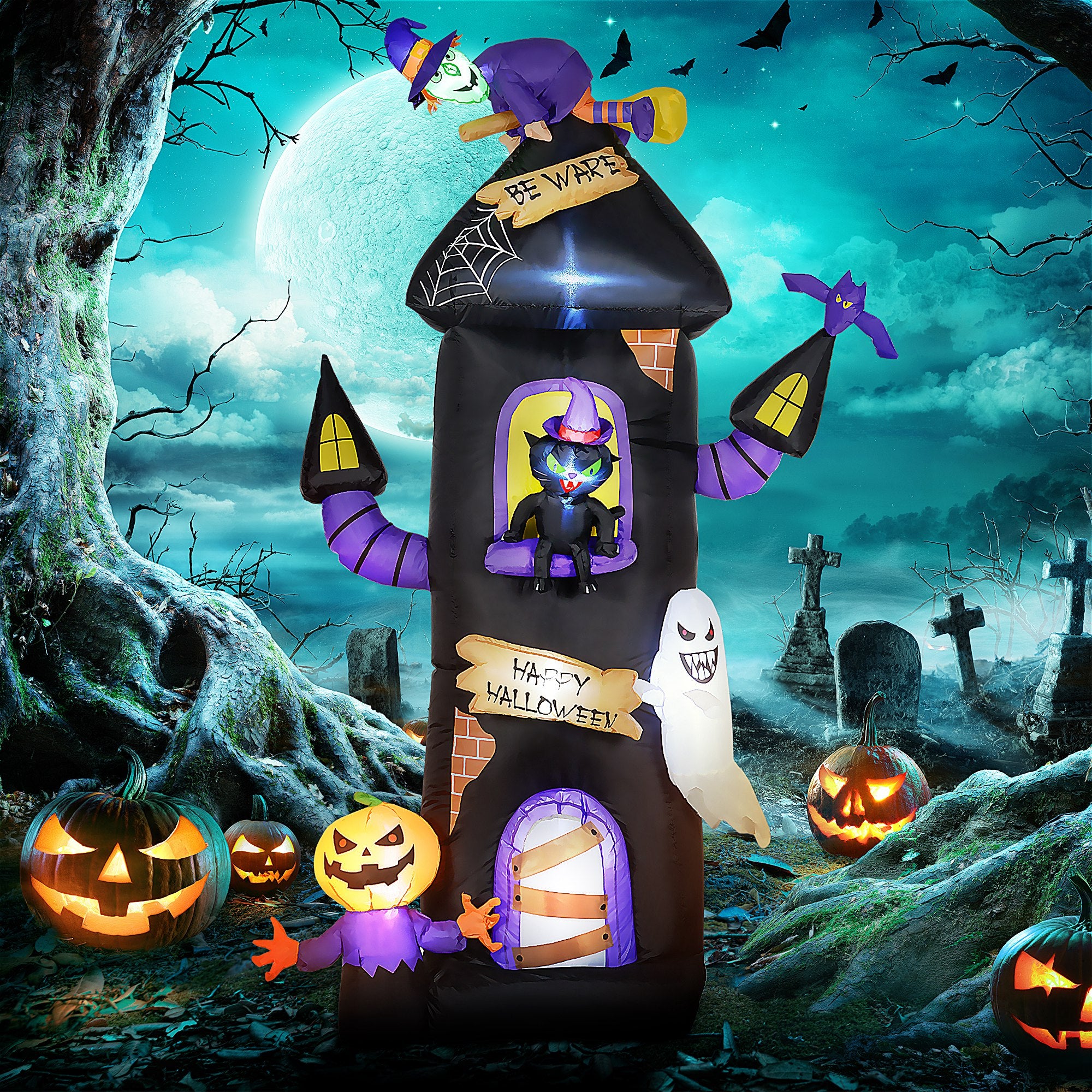 8.5ft Light-Up Horror Treehouse Halloween Inflatable