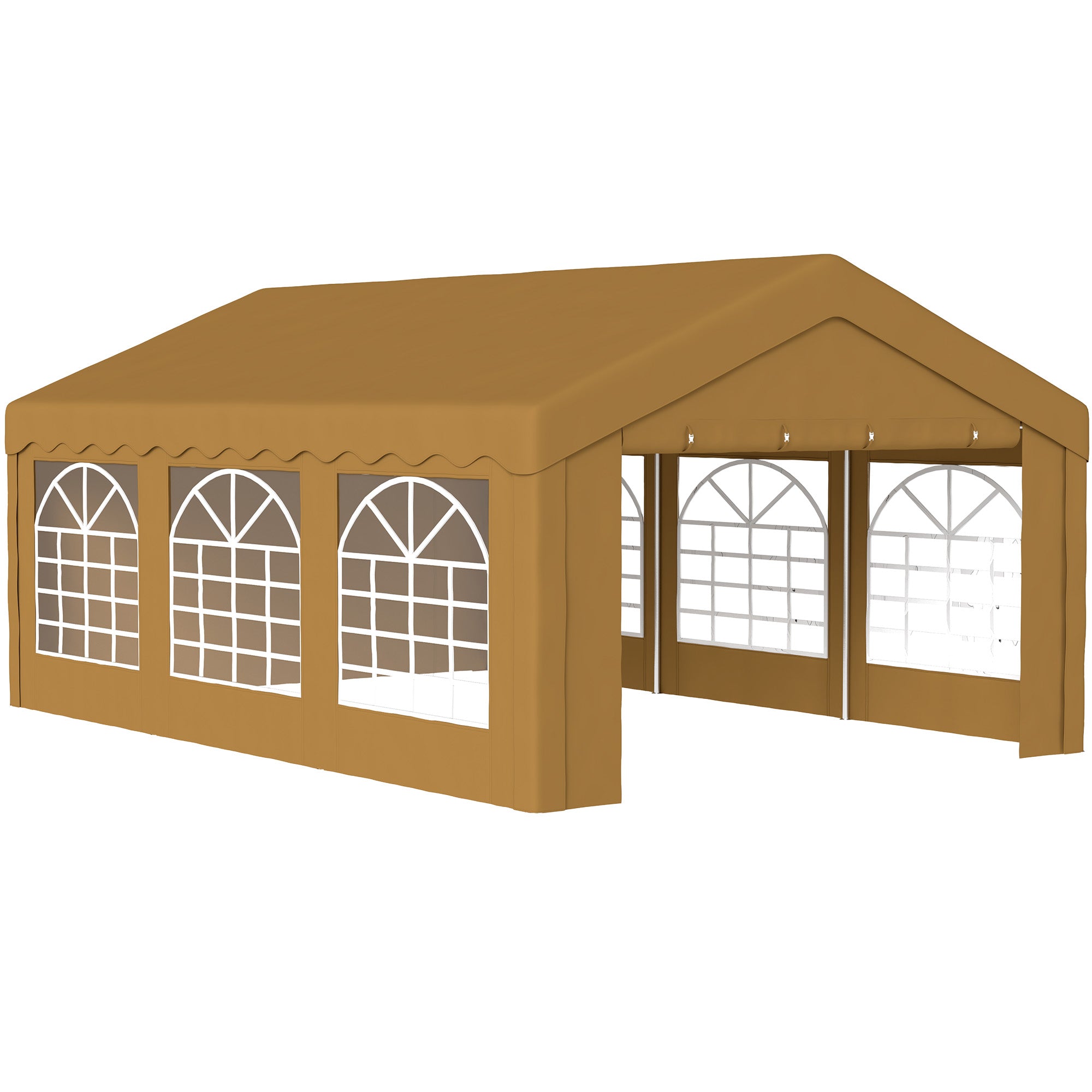 6m x 4m Galvanised Garden Gazebo with UV Resistant Canopy - Yellow