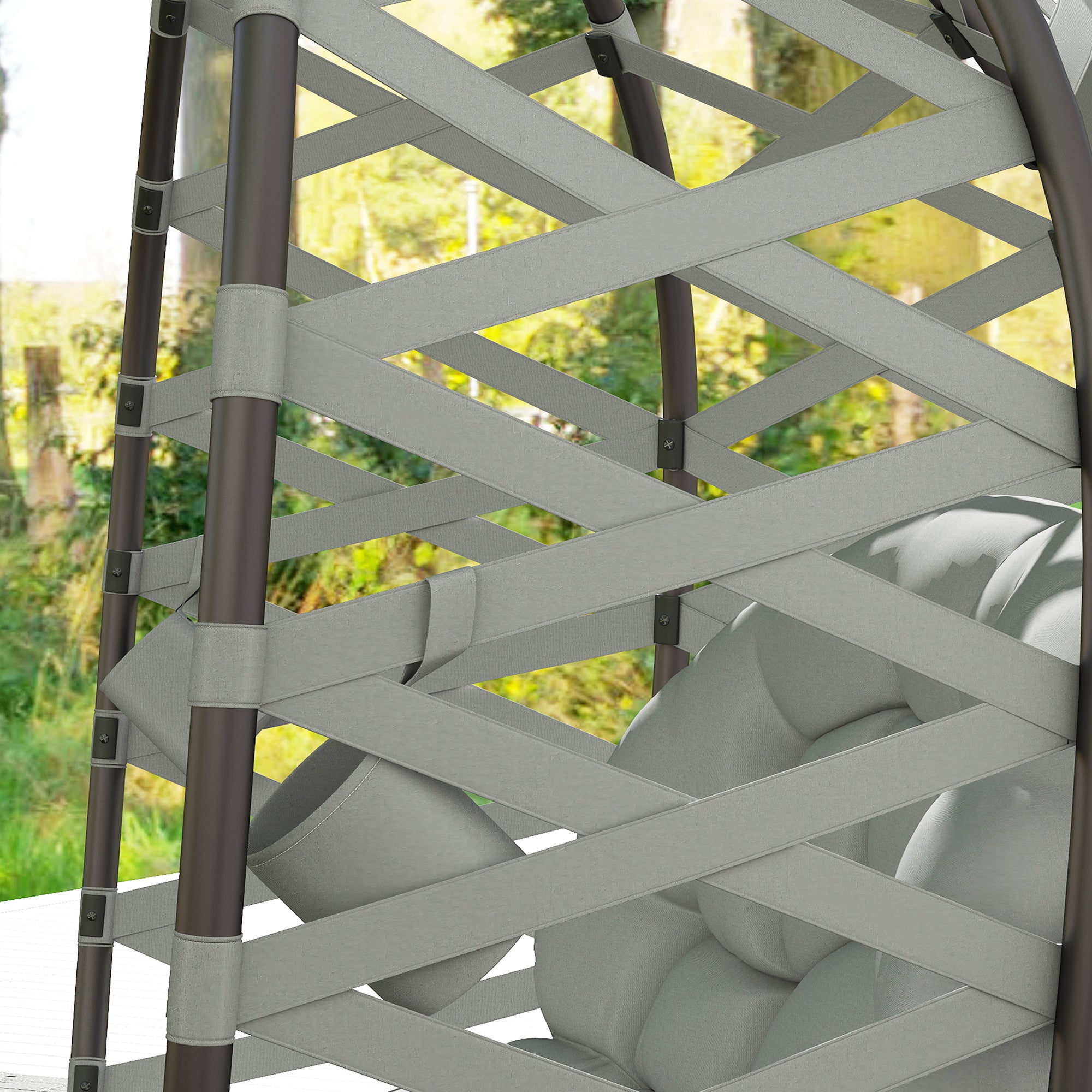 2 Seater Folding Egg Chair with Cushions and Cup Pockets - Light Grey